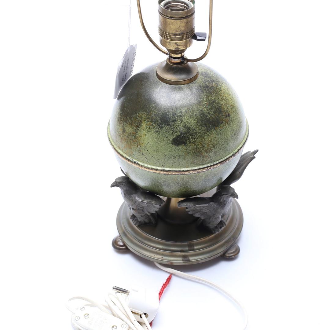 Mid-Century Ystad-Metall Table Lamp with Patinated Globe and Bird Motif, Sweden For Sale 2