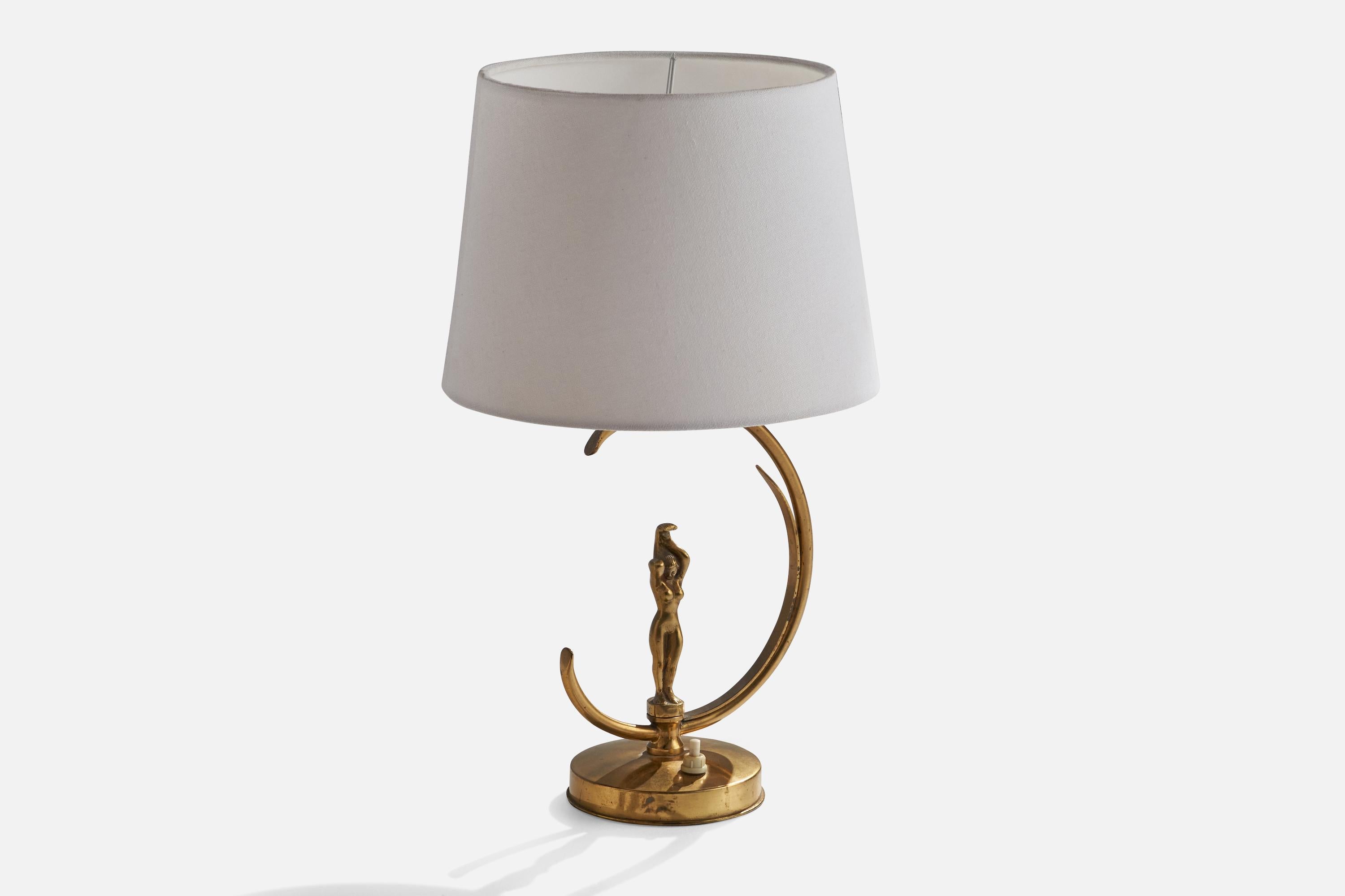 Scandinavian Modern Ystad-Metall, Table Lamp, Brass, Sweden, 1940s For Sale