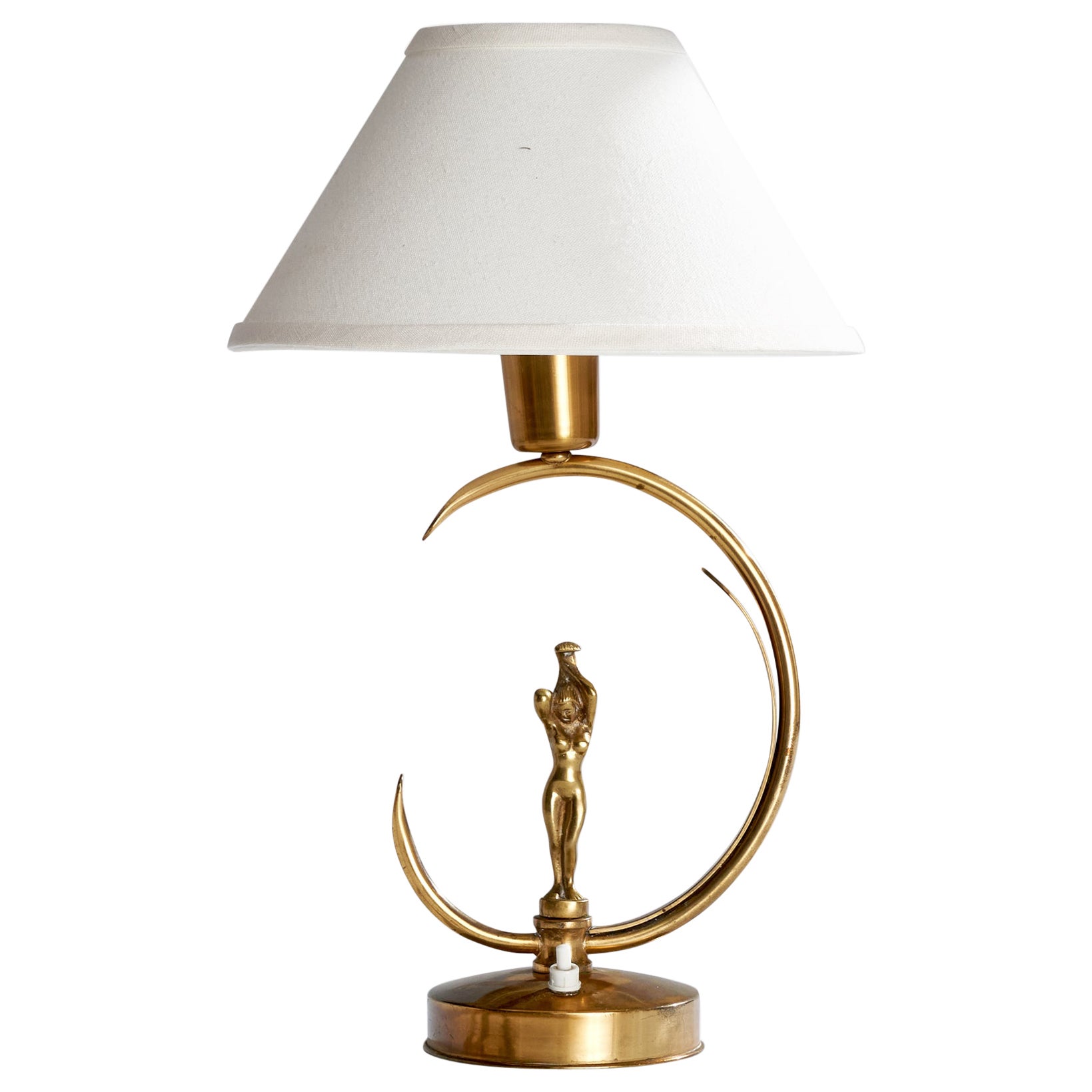 Ystad-Metall, Table Lamp, Brass, Sweden, 1950s For Sale