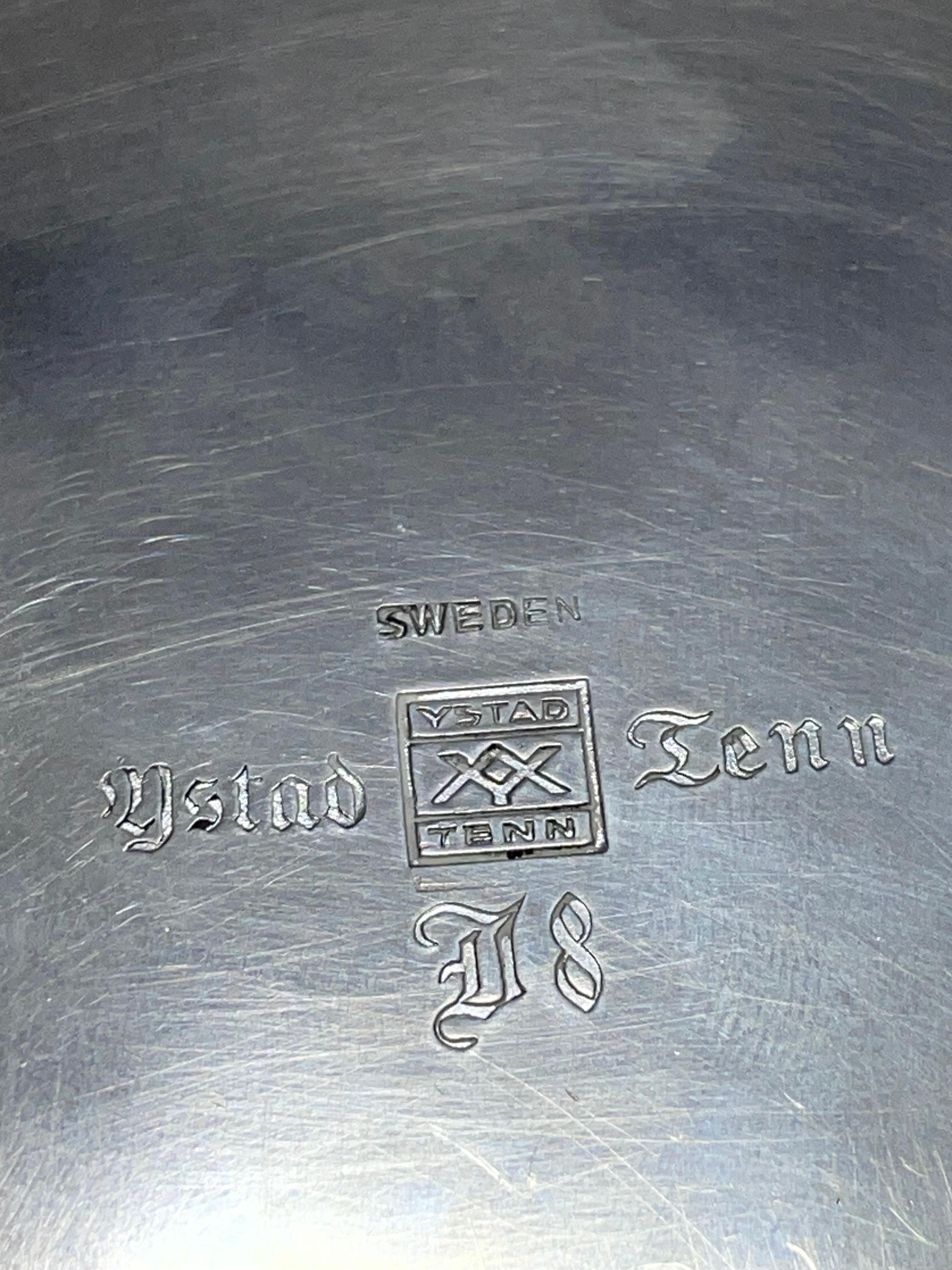Schwedischer Tafelaufsatz aus Zinn im Art déco-Stil von Ystad Tenn, 1930er Jahre im Angebot 2