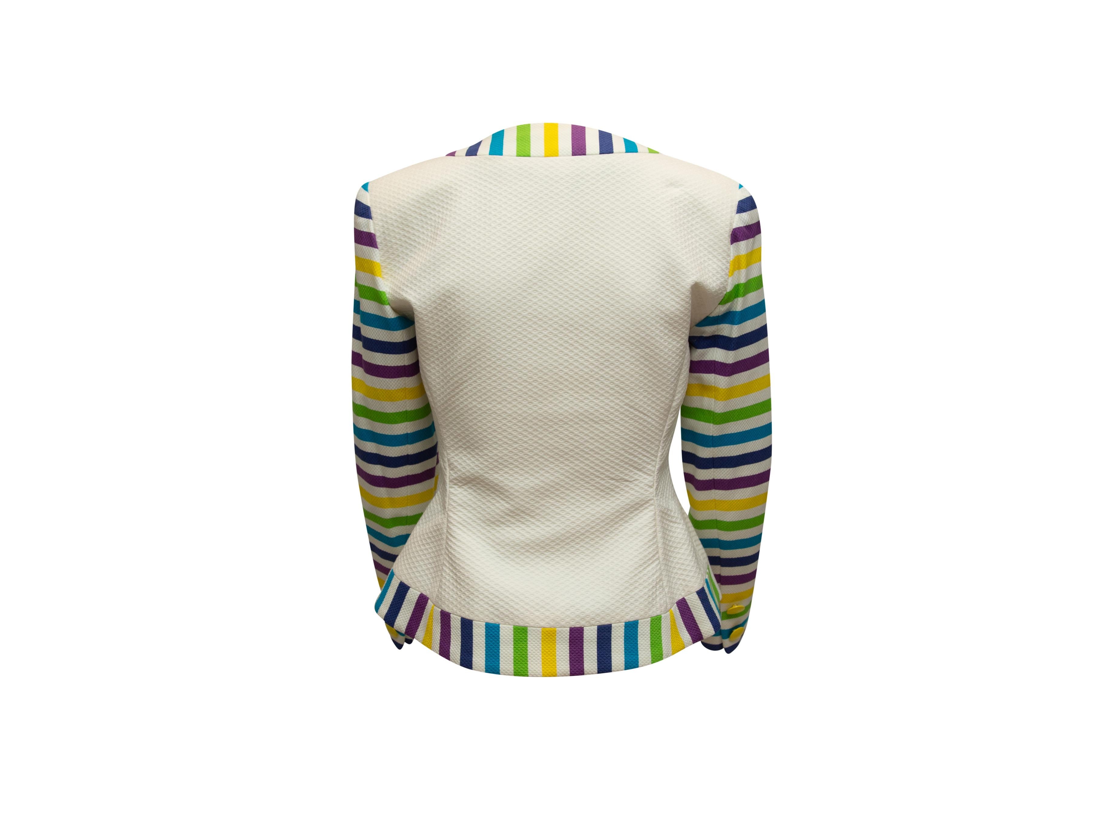 YT by Travilla White & Multicolor Collarless Jacket In Good Condition In New York, NY