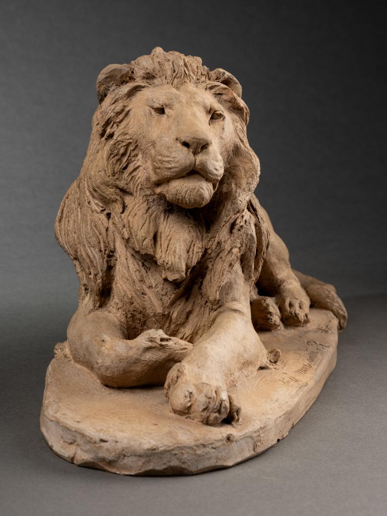 Français Ytiga Numata : « Lion », terracota originale, 1906 en vente