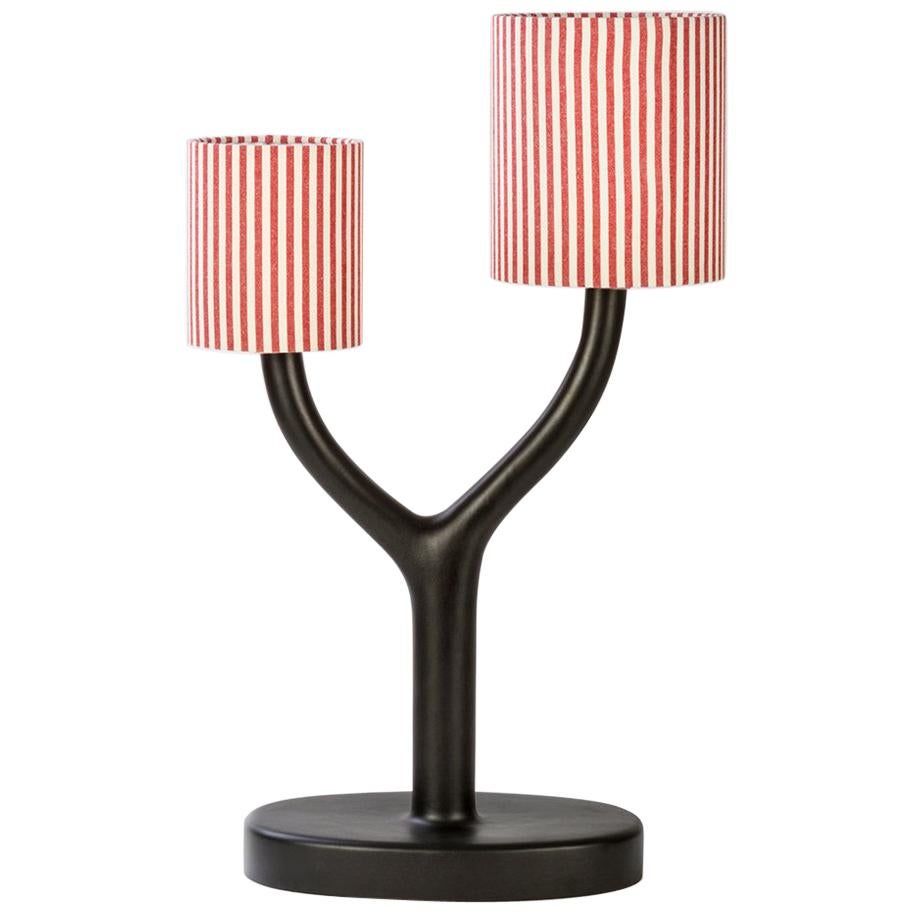 Ytree Table Lamp in Colored Ceramic and Fabric Shade Designed by Aldo Cibic
