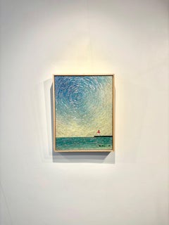 „Space of Circulation“, Malerei, zeitgenössisch, Perlmutt auf Holztafel