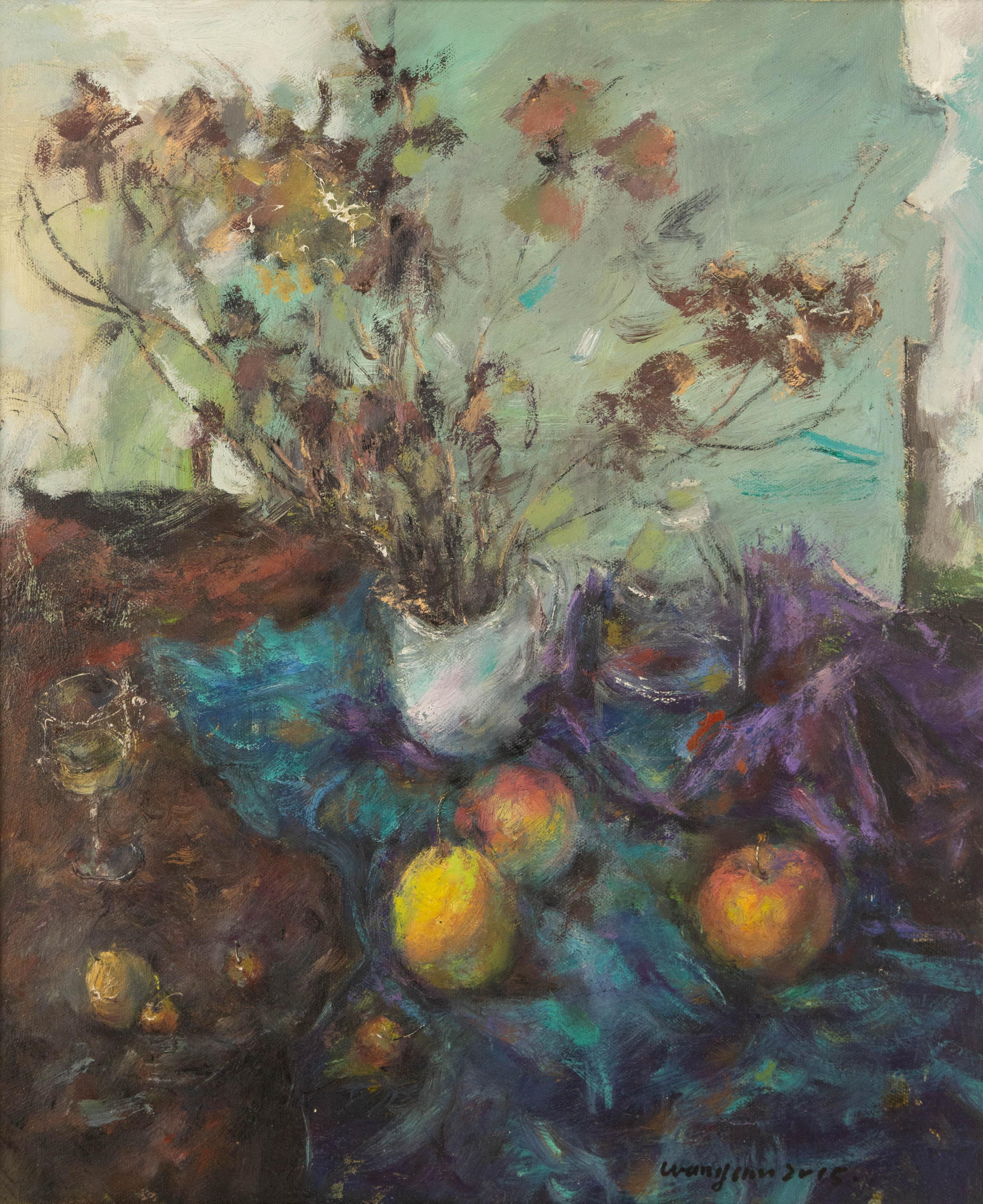  Title: Withered Beauty
 Medium: Oil on canvas
 Size: 22.5 x 18.5 inches
 Frame: Framing options available!
 Condition: The painting appears to be in excellent condition.
 Note: This painting is unstretched
 Year: 2015
 Artist: Yu Wang
 Signature: