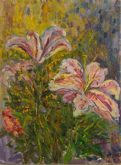 Yu Xia Impressionist Original Oil Painting "Oriental Lilies"
