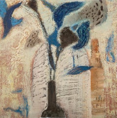 Yu Zhang Óleo Original Abstracto Sobre Lienzo "Creación"