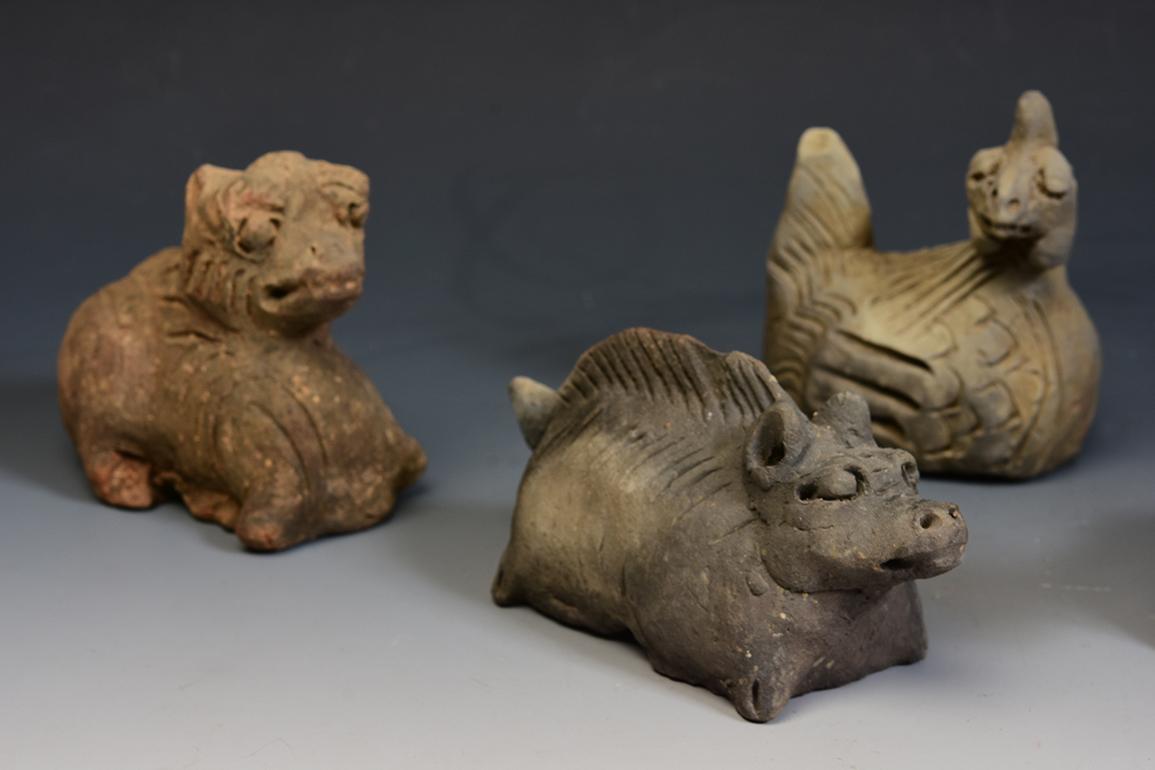 18th Century and Earlier Yuan Dynasty, A Set of Rare Antique Chinese Pottery Animals For Sale