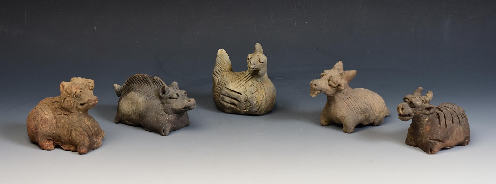Yuan Dynasty, A Set of Rare Antique Chinese Pottery Animals For Sale 2