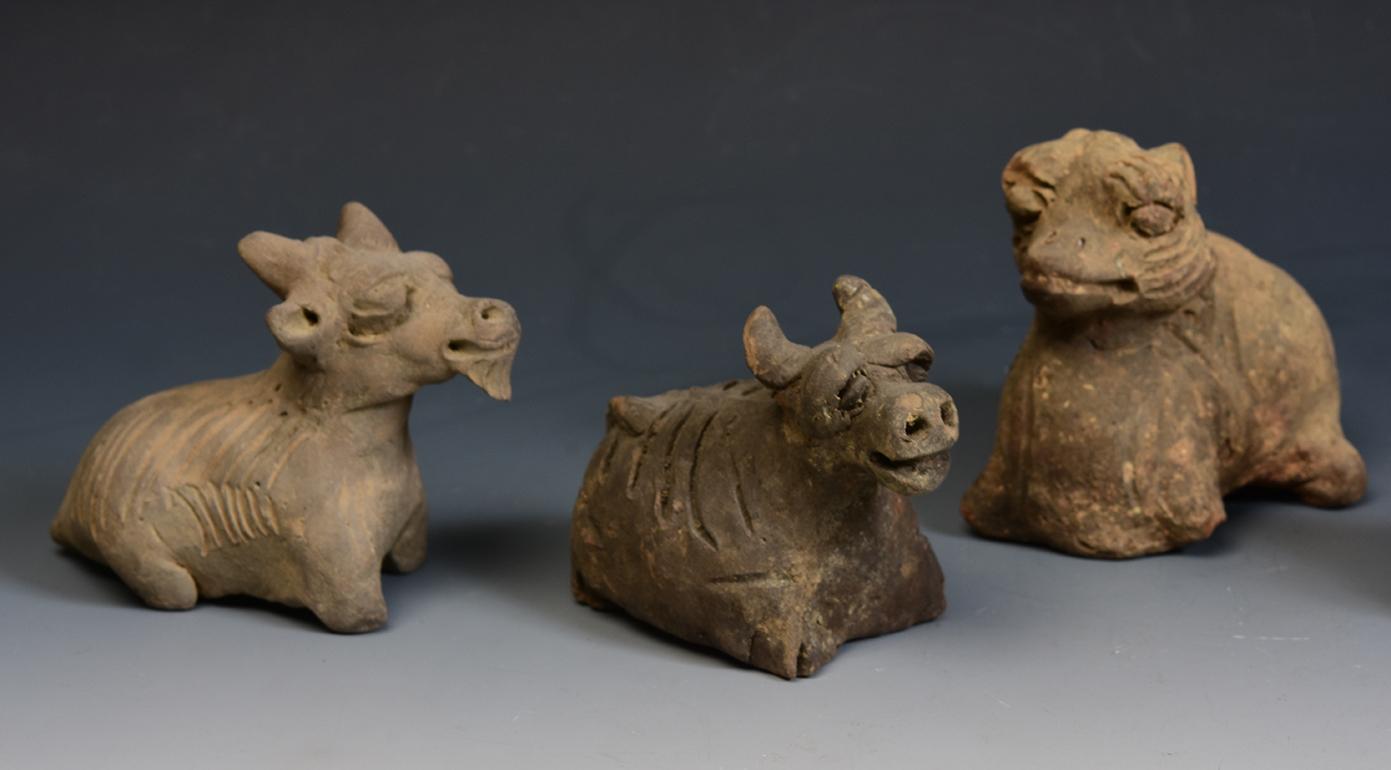 Yuan Dynasty, A Set of Rare Antique Chinese Pottery Animals For Sale 4