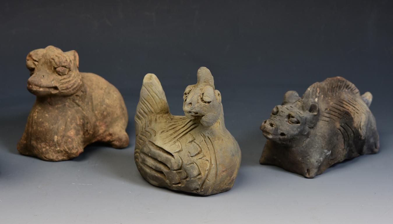 Yuan Dynasty, A Set of Rare Antique Chinese Pottery Animals For Sale 5