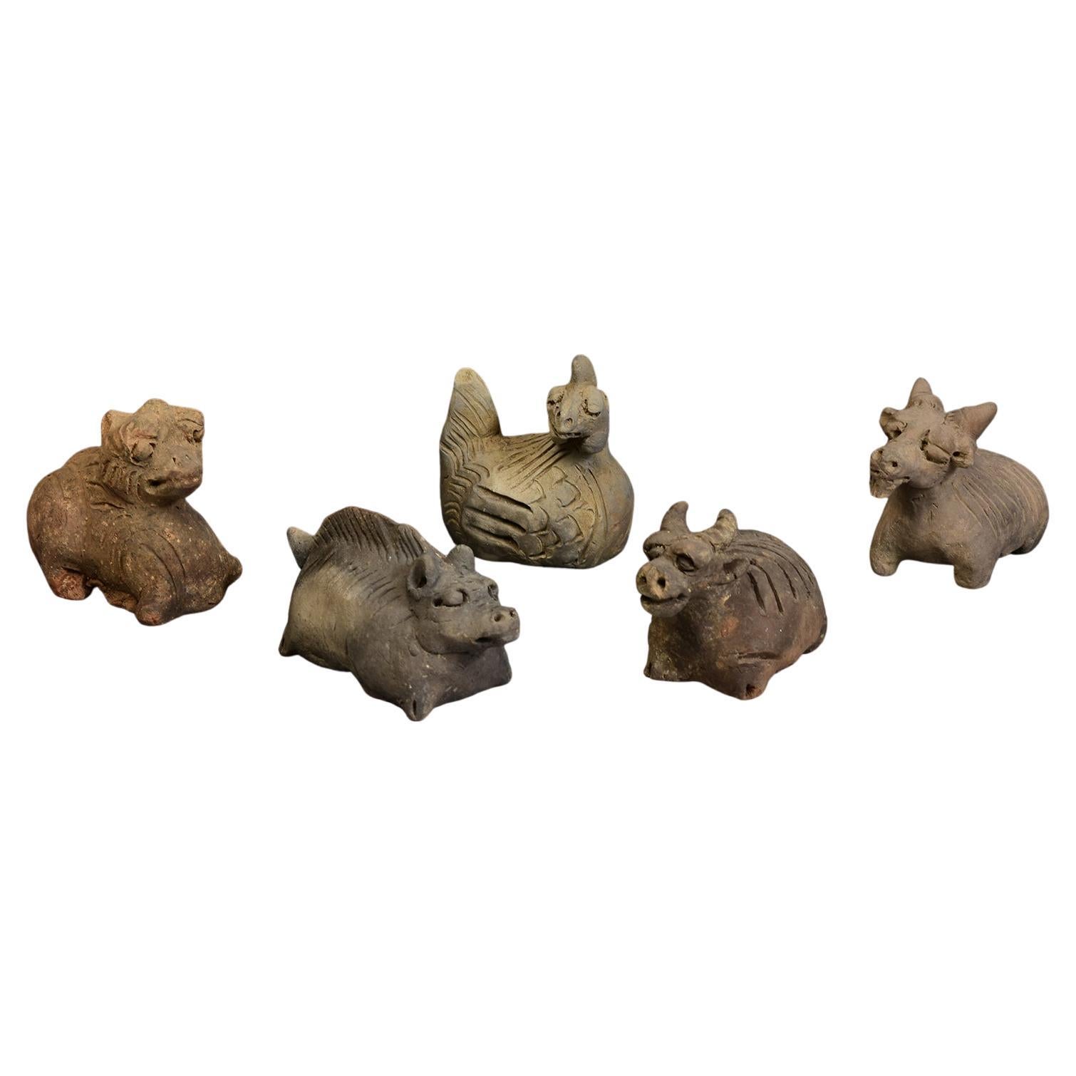 Yuan Dynasty, A Set of Rare Antique Chinese Pottery Animals