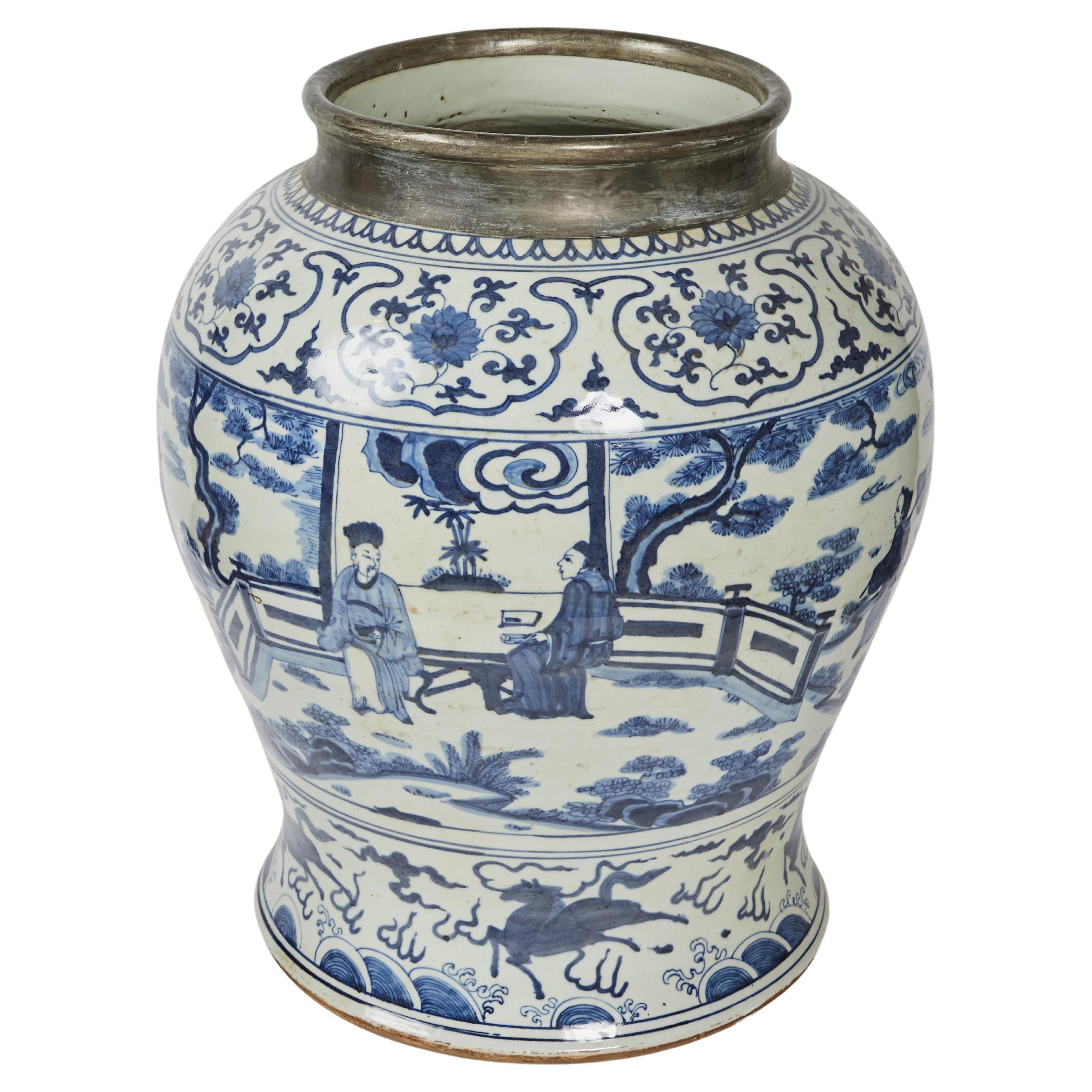 Yuan Dynasty-Style Porcelain Jar For Sale