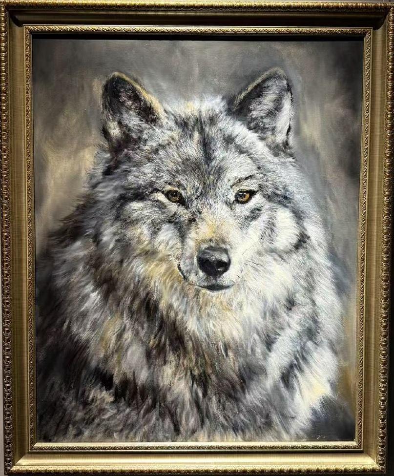 yuan henry Animal Painting - YUAN HENRY -  Winter Wolf