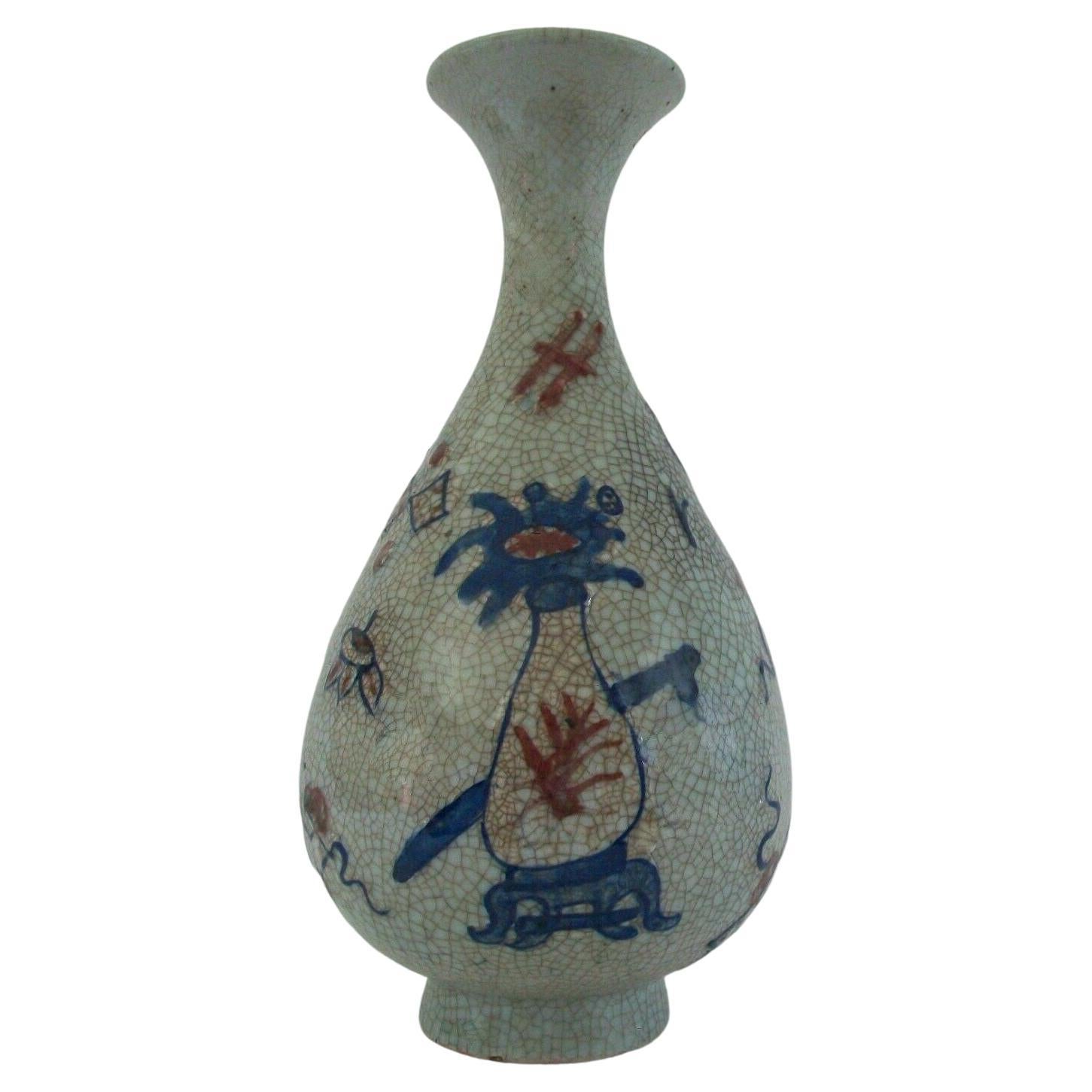 Yuhuchunping-Vase im Yuan-Stil mit acht daoistischen Emblemen, China, 20. Jahrhundert