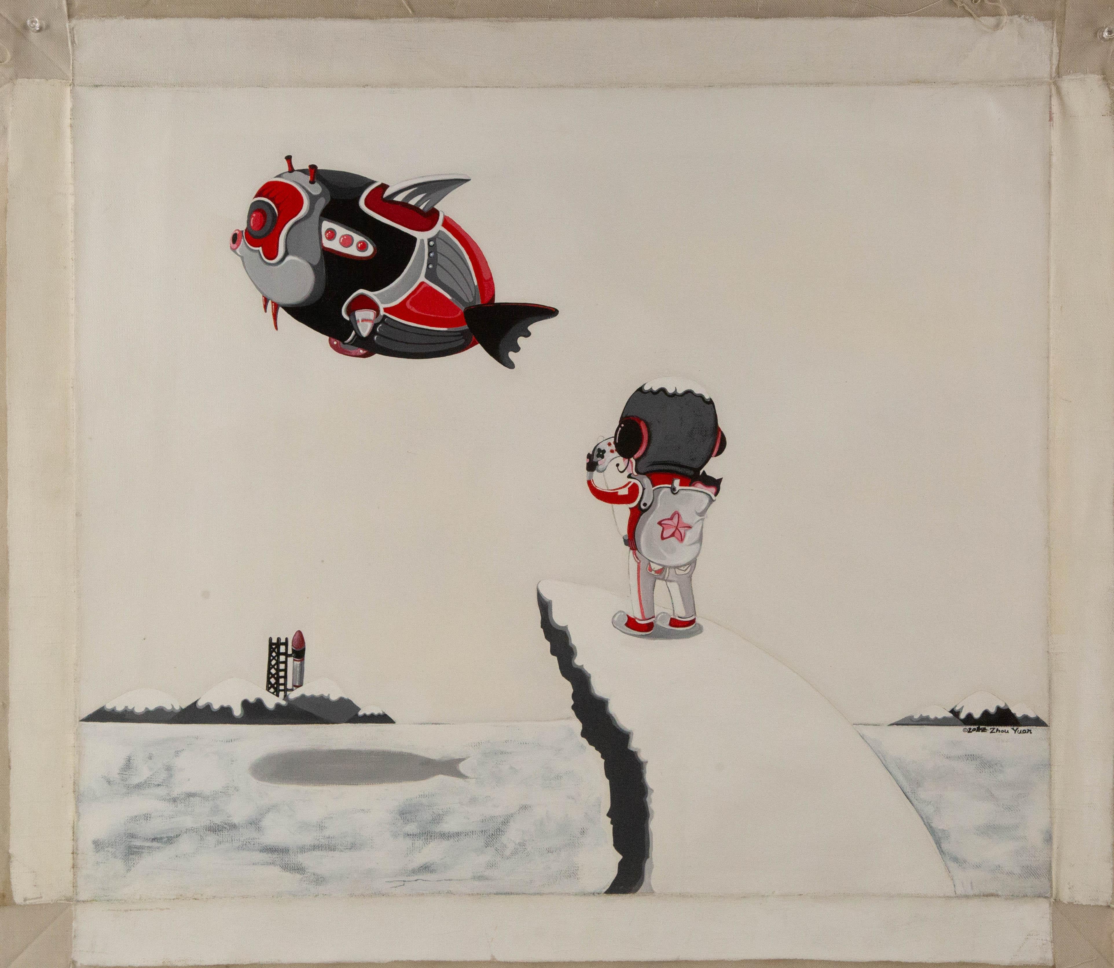 Yuan Zhou Surrealist Original Acrylic On Canvas 