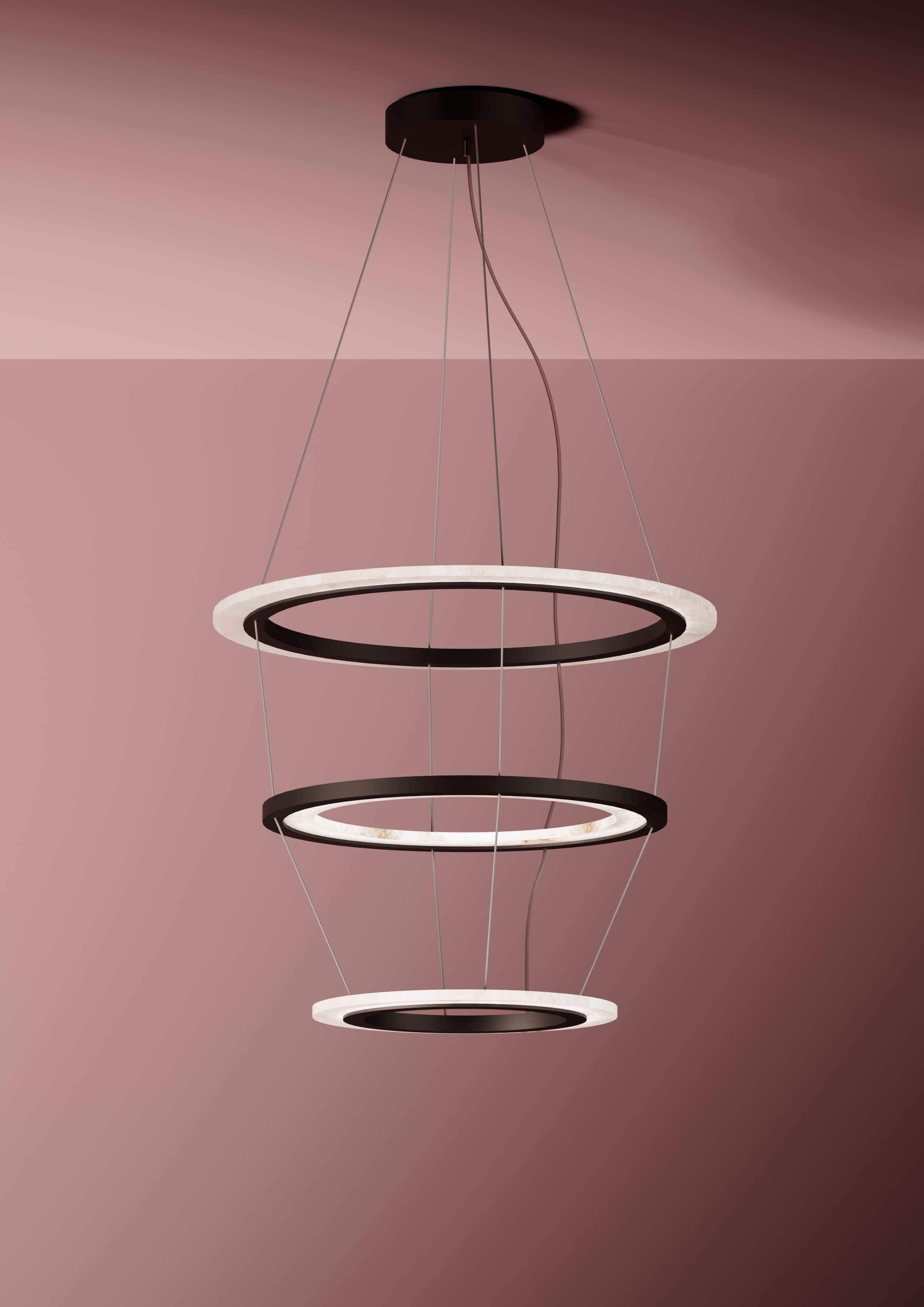 Altro Lampada a sospensione Yubiwa con due anelli intrecciati di Alabastro Italiano in vendita