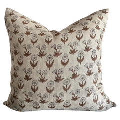 Yucaipa Hand Blocked Linen Pillow with Down Feather Insert