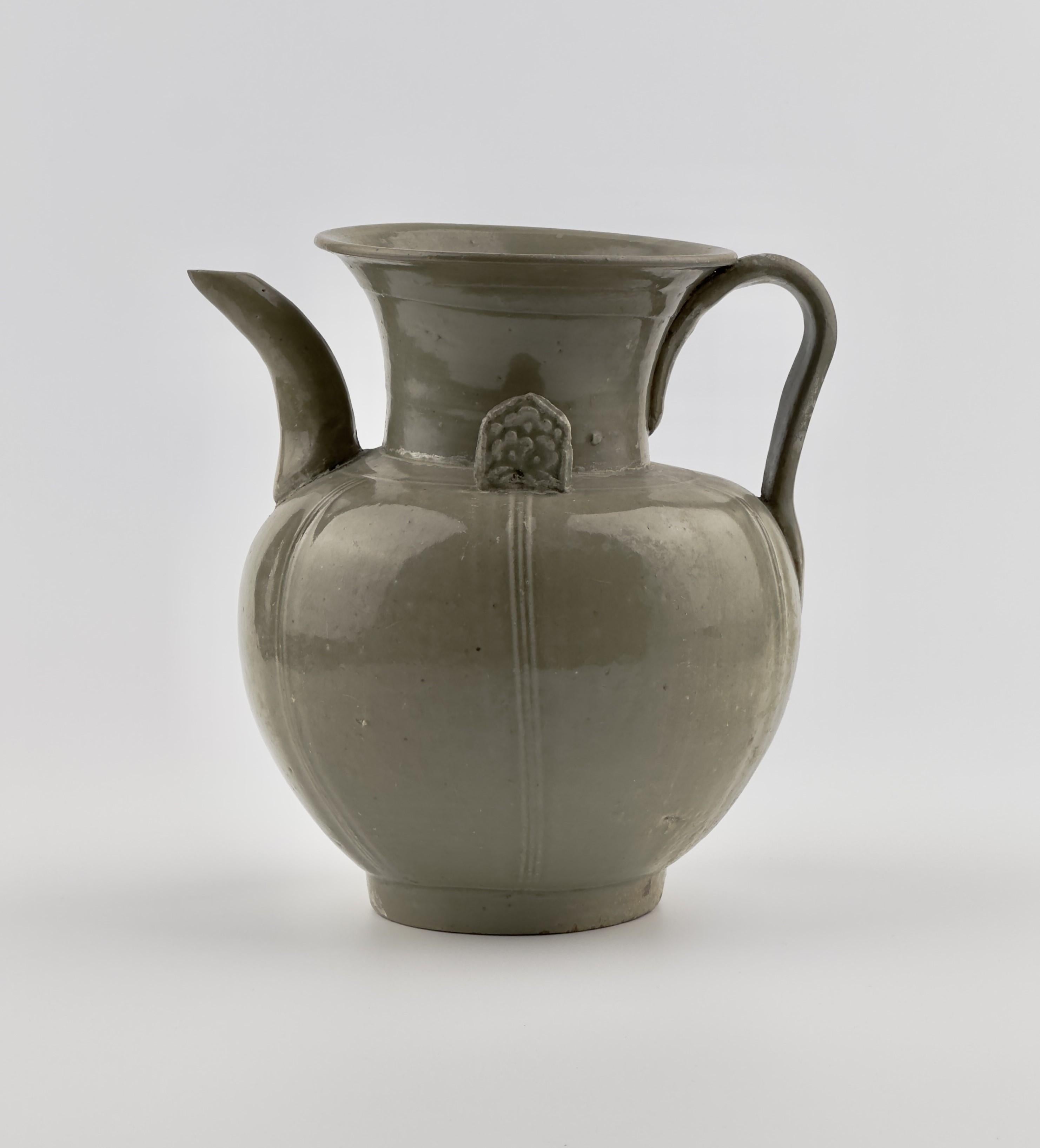Hong Kong Yue Celadon Ewer, Late Tang-Northern Song Dynasty For Sale