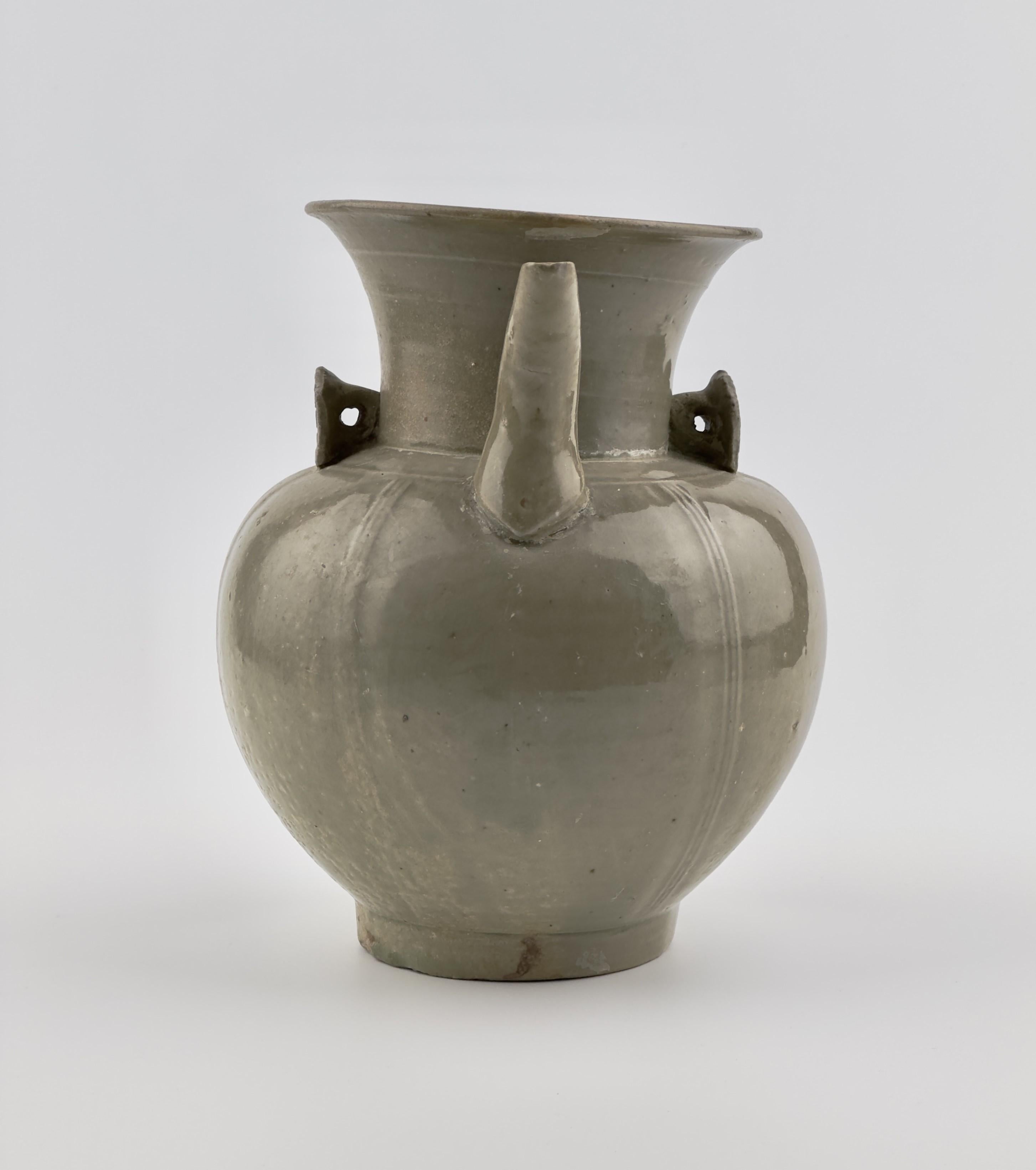 Glazed Yue Celadon Ewer, Late Tang-Northern Song Dynasty For Sale