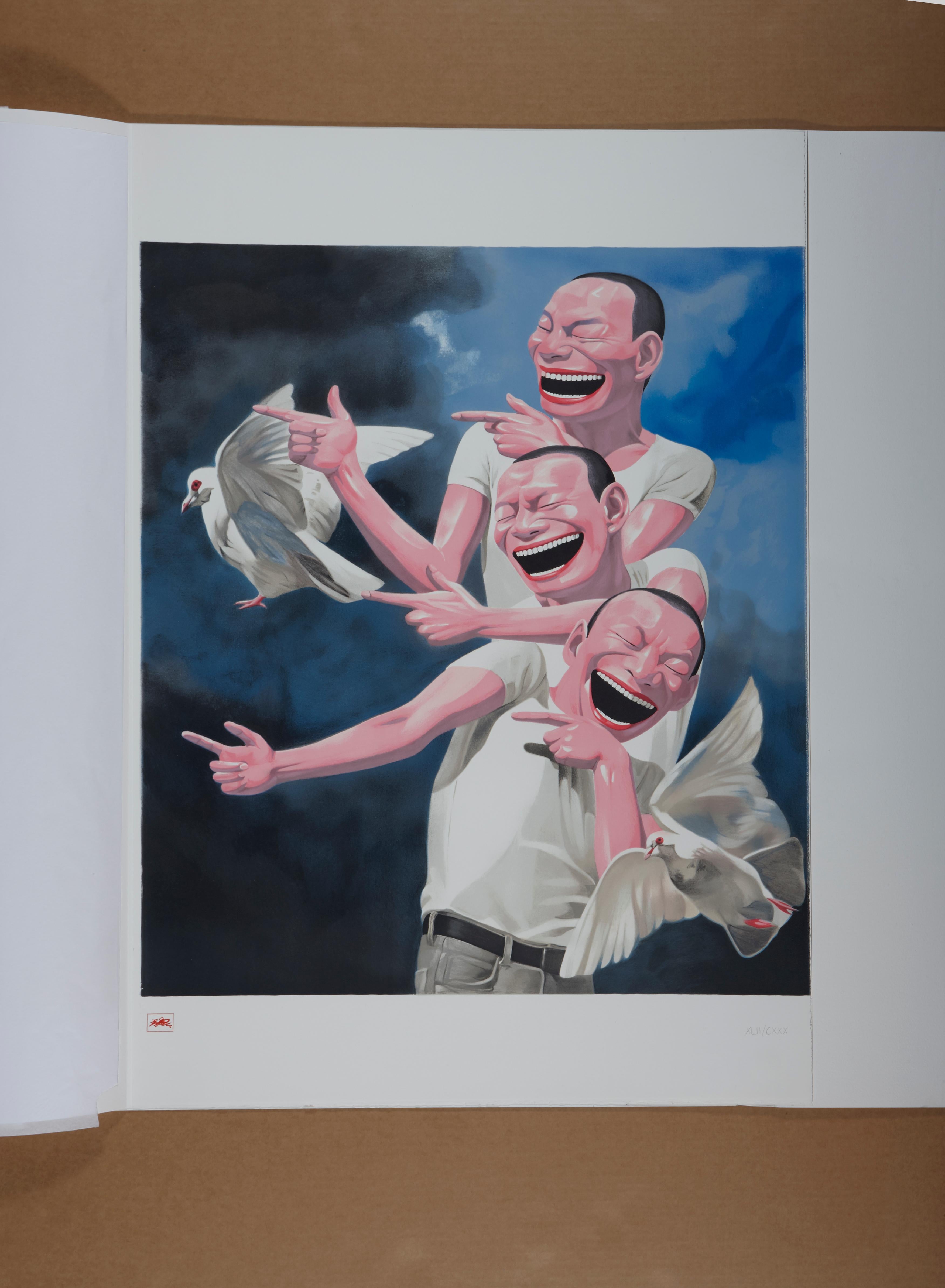Lithographie Oiseaux de la paix, Yue Minjun, Art contemporain, édition limitée, Chine en vente 3