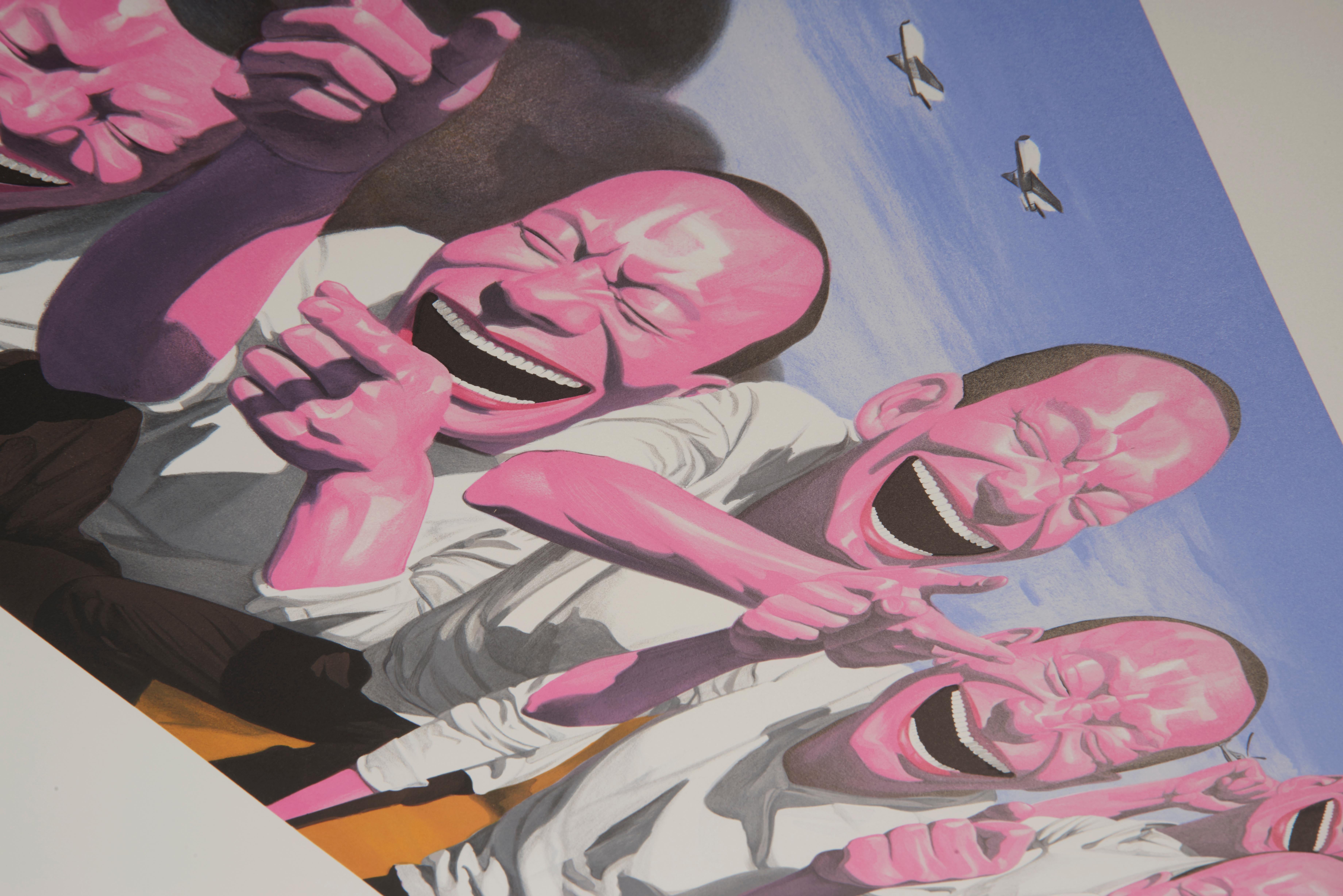 Fighting, Yue Minjun – Kunst, Lithographie, limitierte Auflage, chinesische Kunst, Druck im Angebot 9
