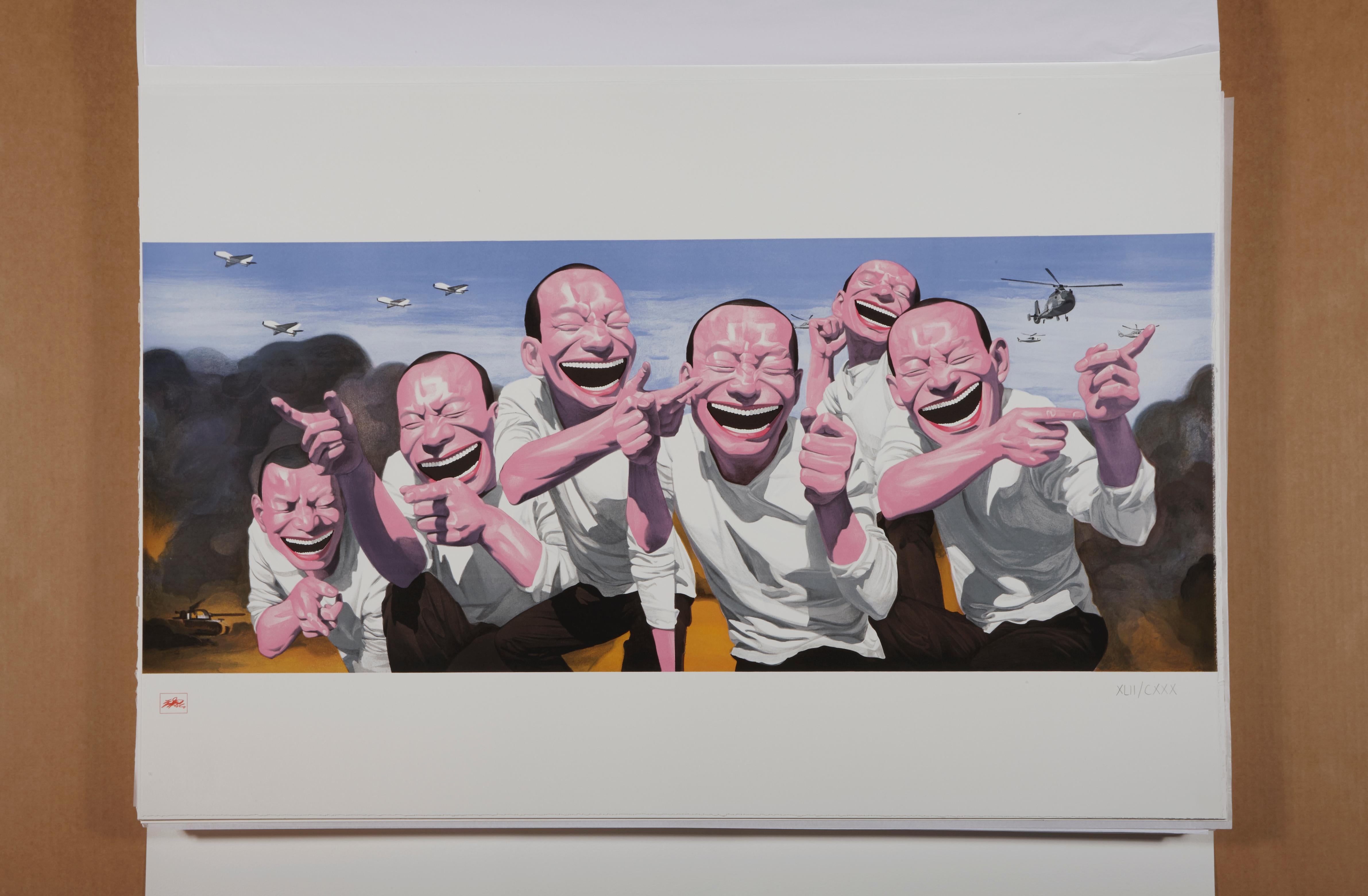 Fighting, Yue Minjun – Kunst, Lithographie, limitierte Auflage, chinesische Kunst, Druck im Angebot 8