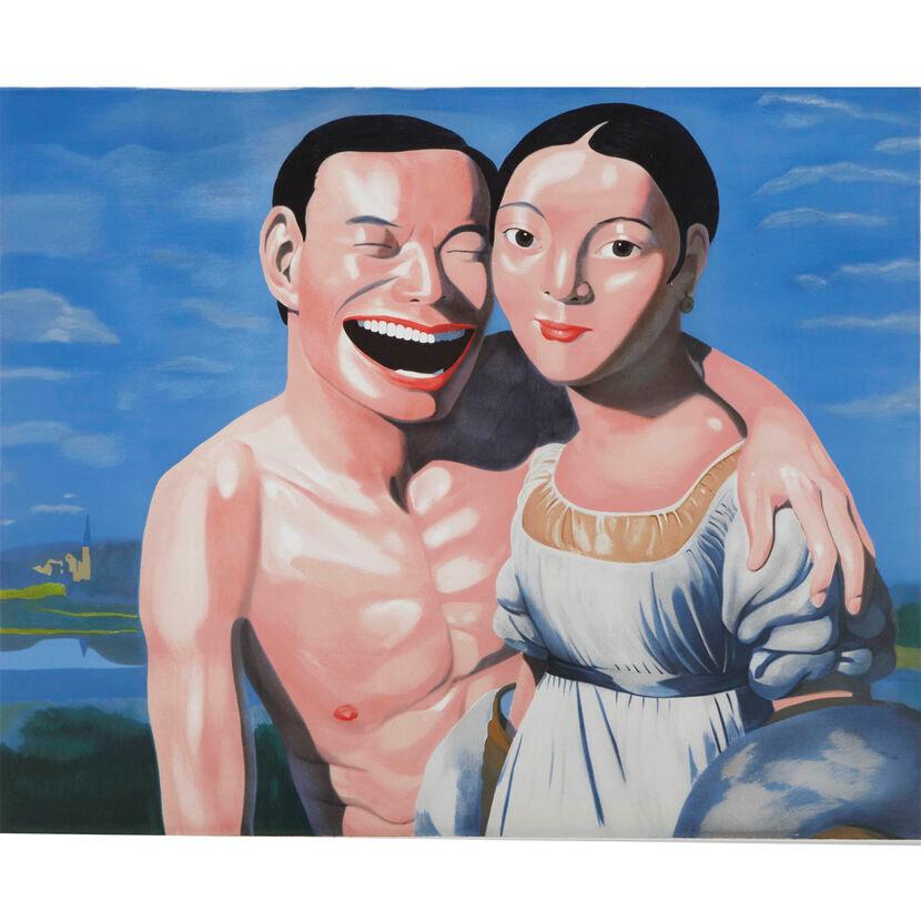 Ingres & I, Yue Minjun- Contemporary Art, Lithograph, Limited Edition, Chinese For Sale 1