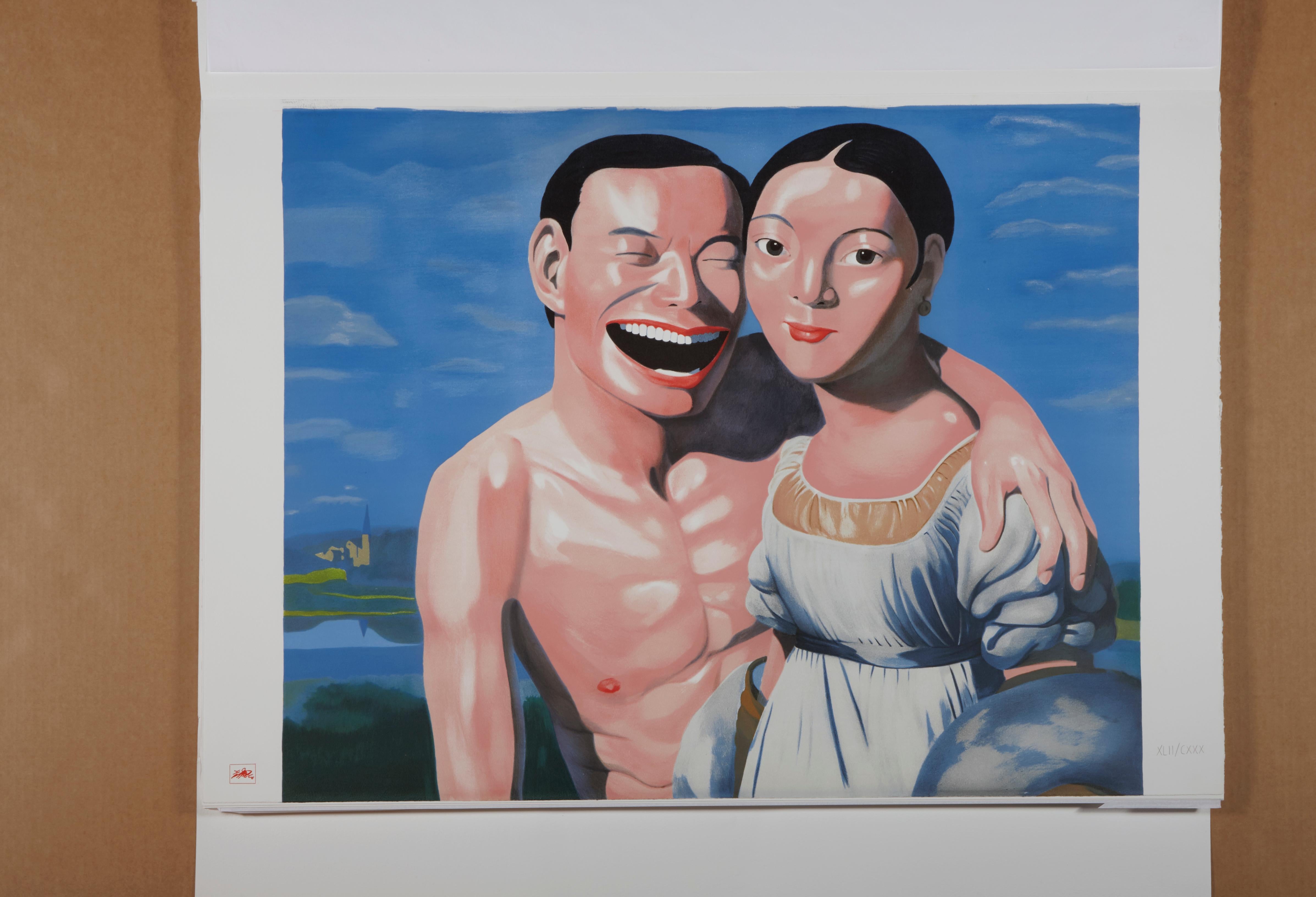 Ingres & I, Yue Minjun- Contemporary Art, Lithograph, Limited Edition, Chinese For Sale 3