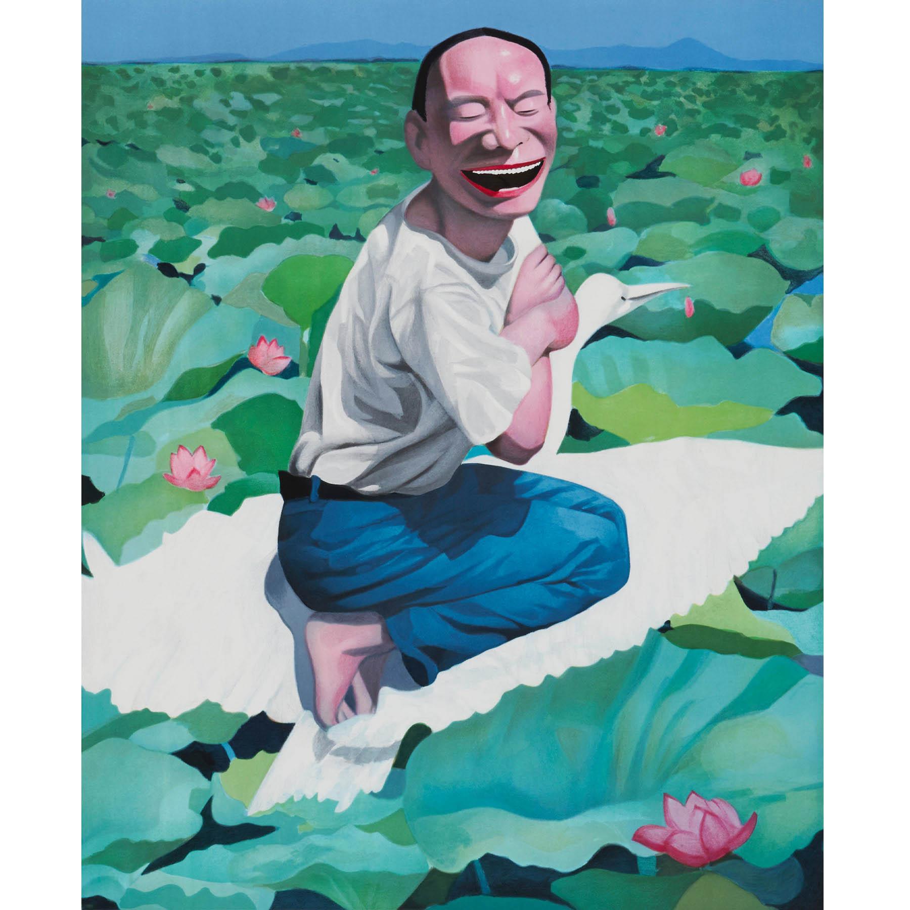 Lotus Pool - Contemporary, 21st Century, Lithograph, Limited Edition, Chinese - Print by Yue Minjun