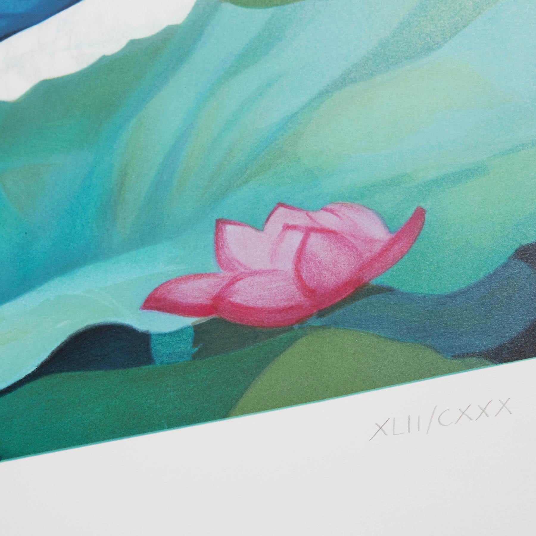 Lotus Pool - Contemporary, 21st Century, Lithograph, Limited Edition, Chinese en vente 2