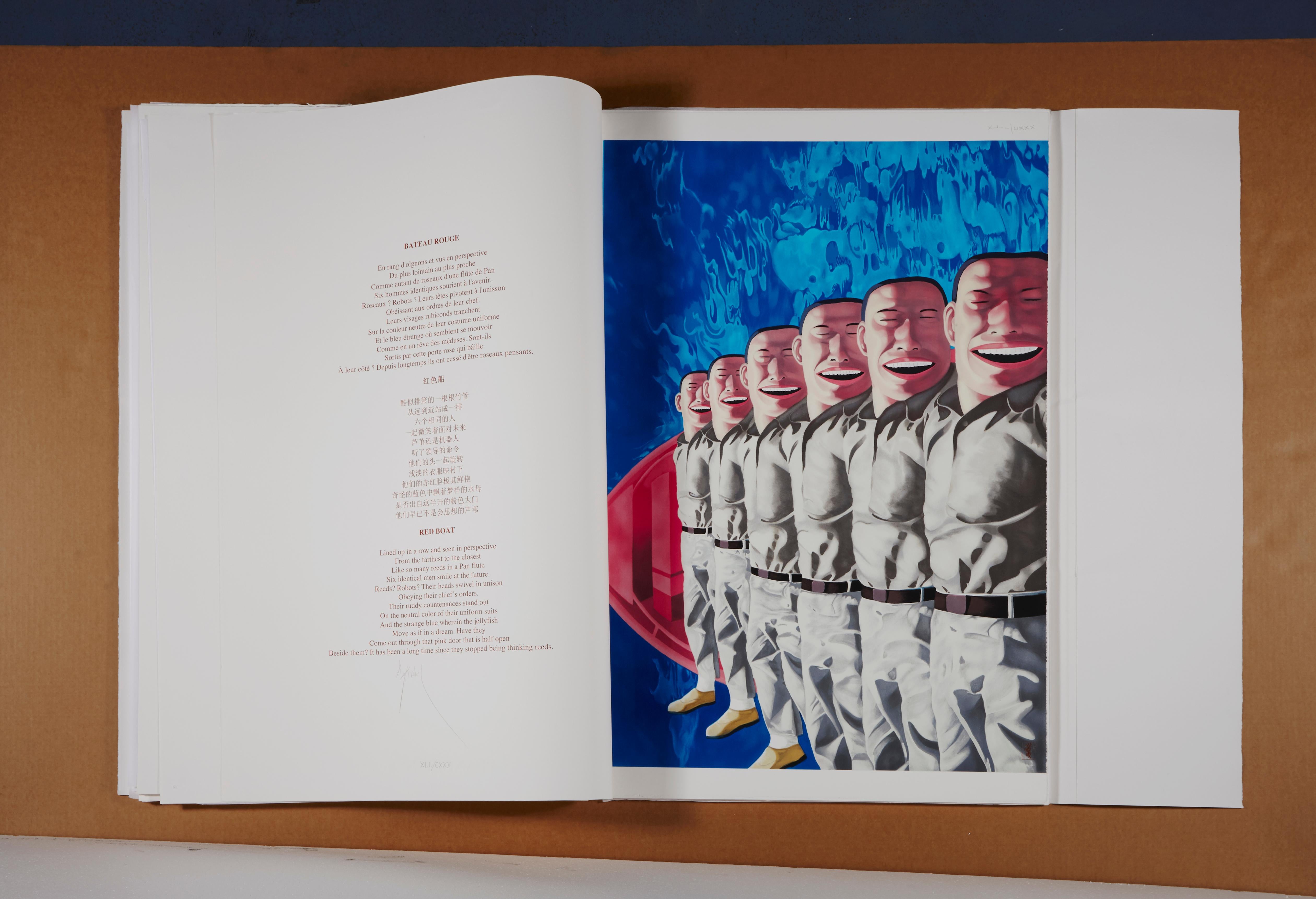 Bateau rouge, Yue Minjun- Art contemporain, lithographie, édition limitée, chinois en vente 5