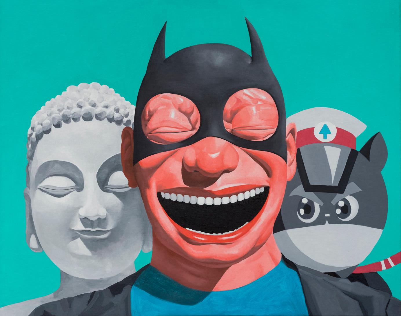 Yue Minjun Figurative Print - The Three Musketeers