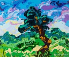 Yue Yang Impressionist Original Acrylic On Canvas "Curved Tree"