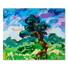 Yue Yang Impressionist Original Acrylic On Canvas "Curved Tree"