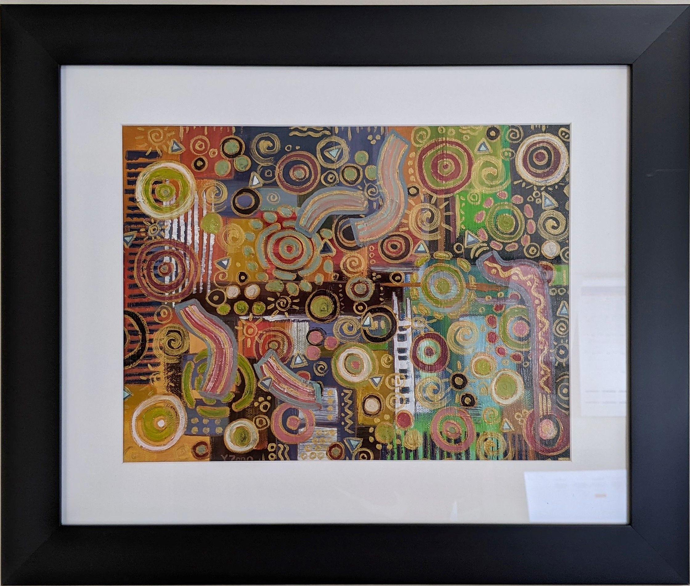 Upcycle #1 Celebration, Pittura, Olio su tela - Painting di Yue Zeng
