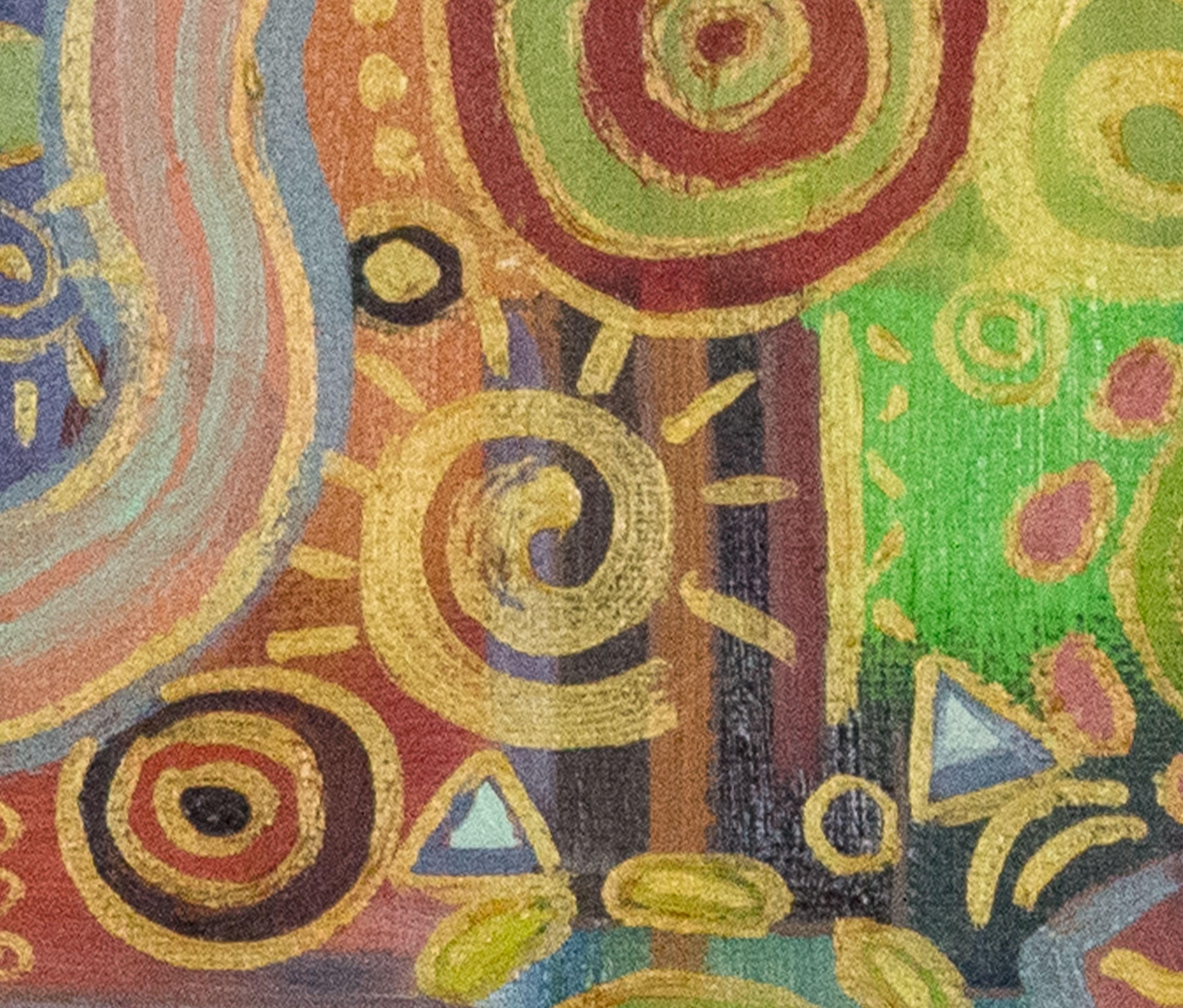 Upcycle #1 Celebration, Pittura, Olio su tela - Abstract Painting Marrone di Yue Zeng