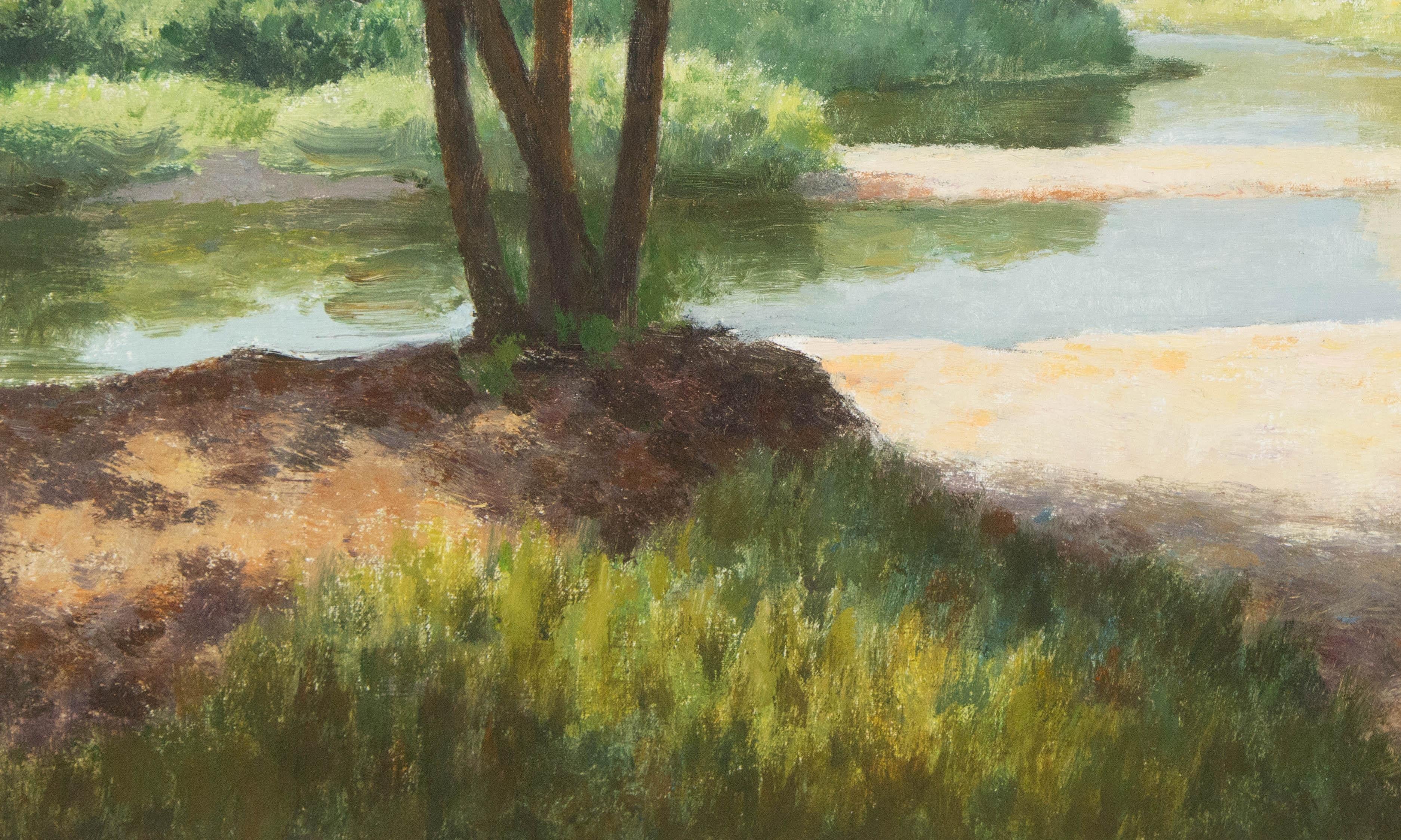 Yuehui Zhang Landschaft, Original, Ölgemälde auf Leinwand, „Herbstfarben“ (Grau), Landscape Painting, von YueHui Zhang