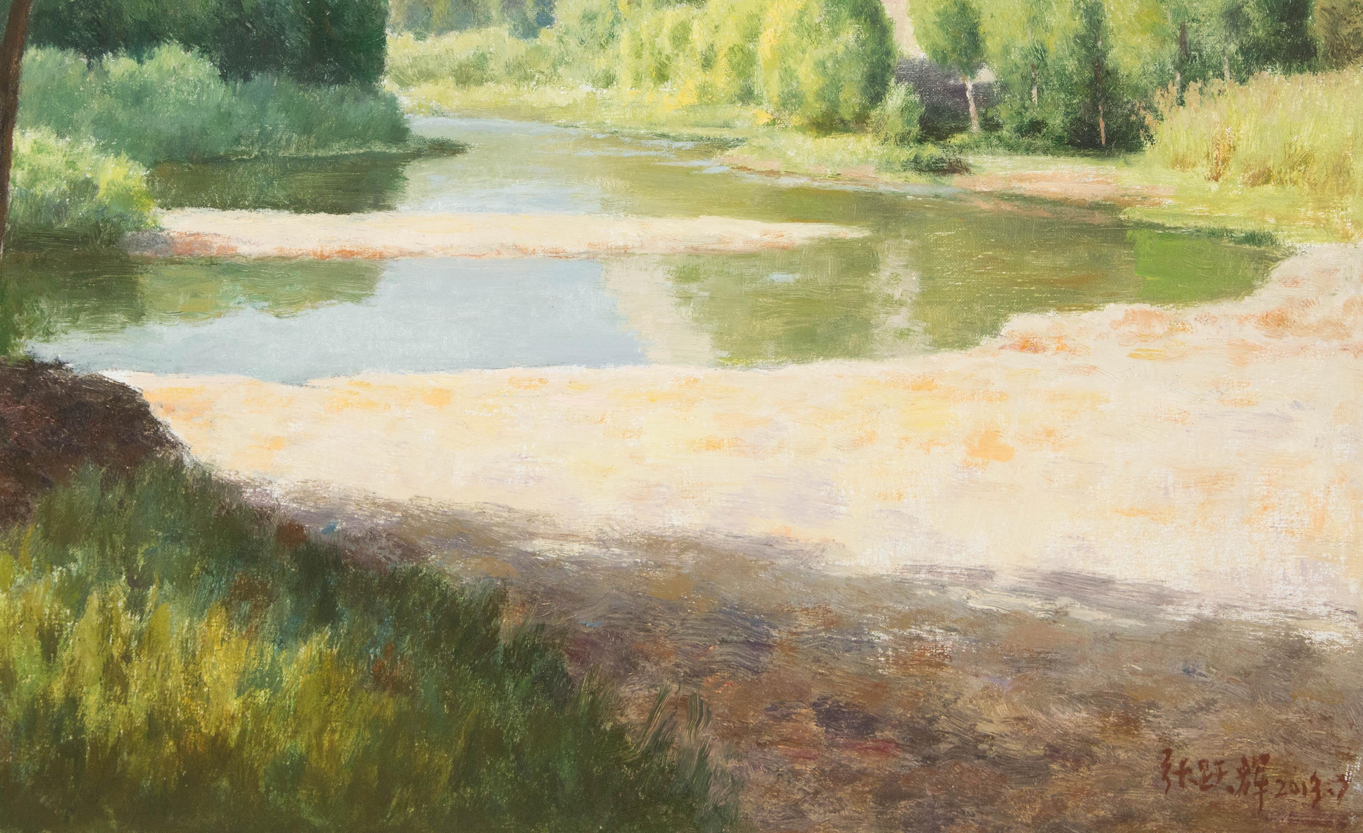 Yuehui Zhang Landschaft, Original, Ölgemälde auf Leinwand, „Herbstfarben“ im Angebot 1