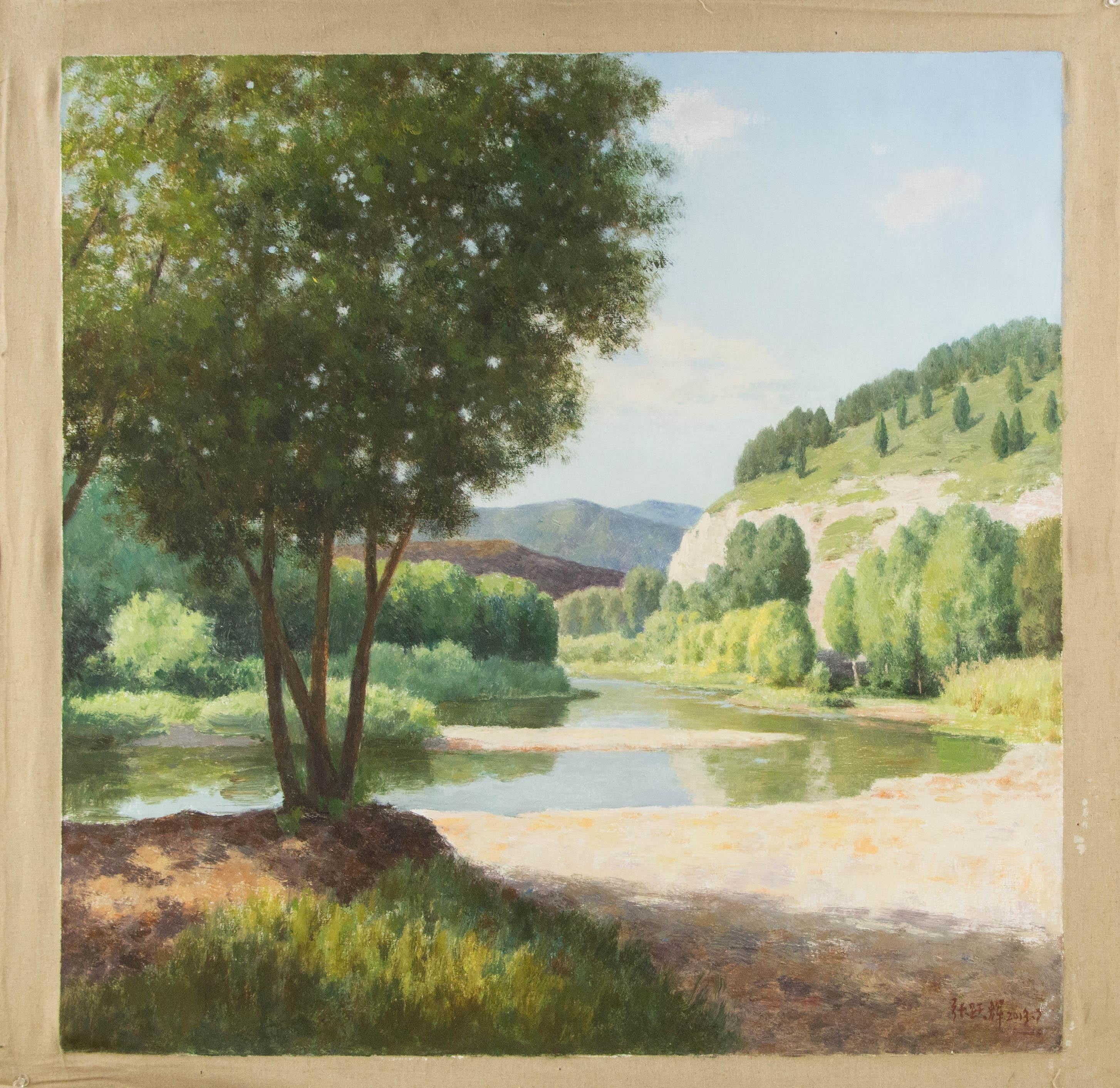 Yuehui Zhang Landschaft, Original, Ölgemälde auf Leinwand, „Herbstfarben“ im Angebot 5