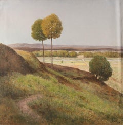 Yuehui Zhang Paesaggio originale olio su tela "Scene d'autunno"