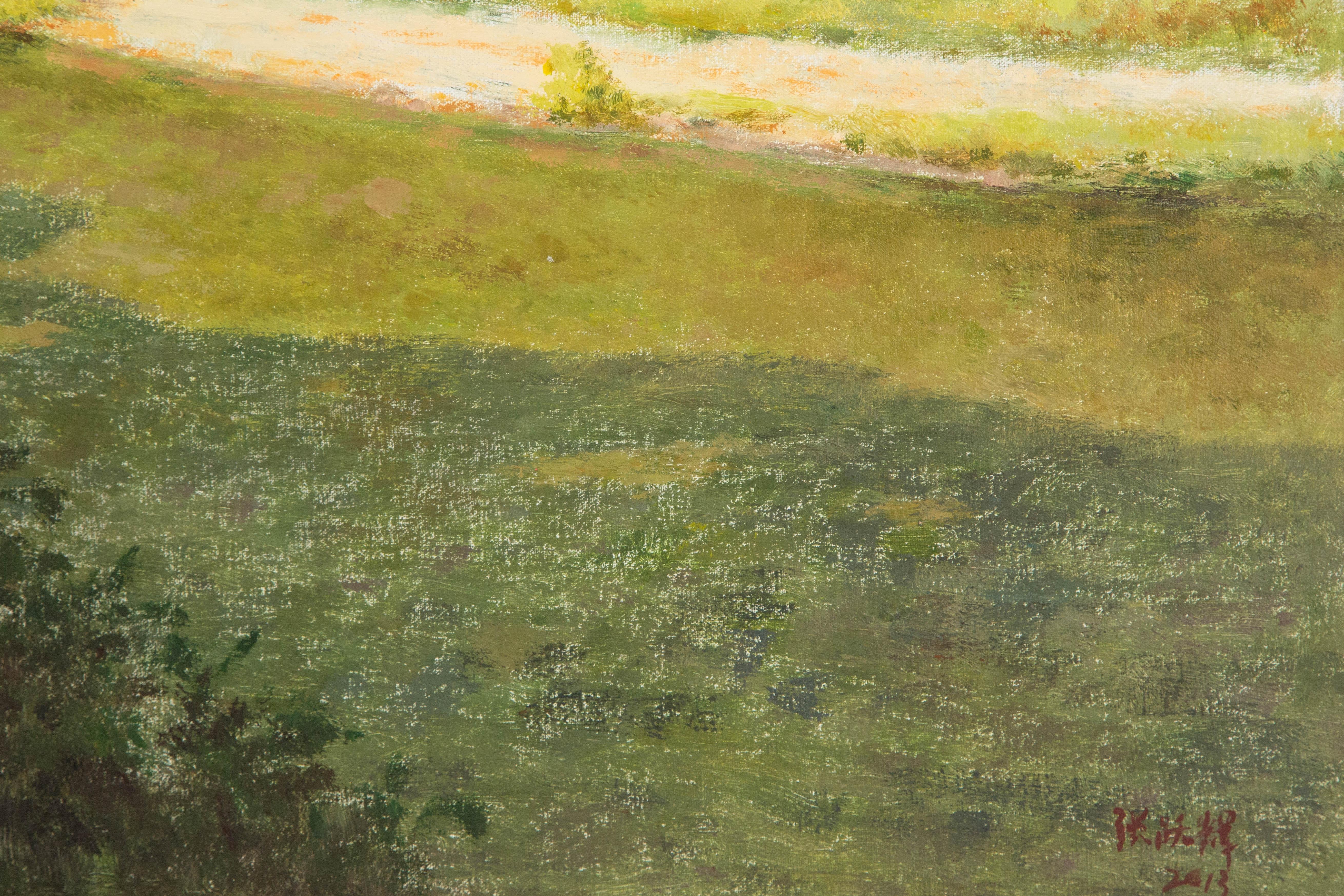 YueHui Zhang Landschaft, Original, Ölgemälde auf Leinwand, „Early In The Morning“ im Angebot 4
