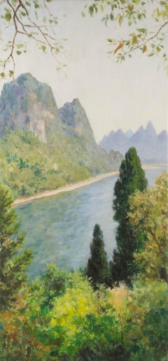 YueHui Zhang Landscape Original Oil On Canvas "View Of JiangNan II"