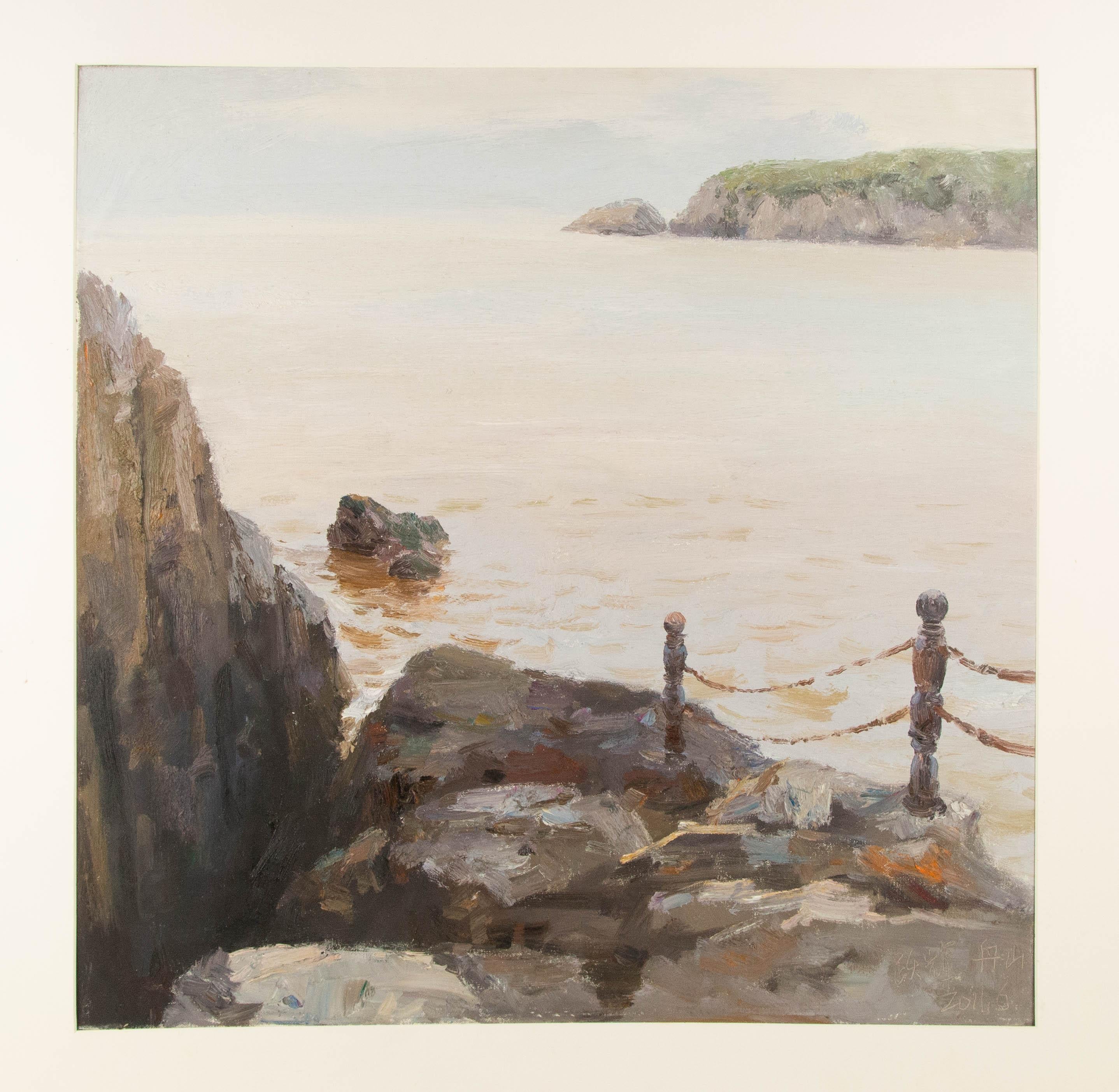 YueHui Zhang Wasserlandschaft Original Öl auf Leinwand 