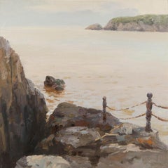 Aquarelle originale de YueHui Zhang sur toile « Mer jaune »