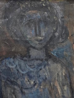 Yugoslav Modernist Oil on Canvas titled "A figure" by Stevan Vlajic, Serbia 1986