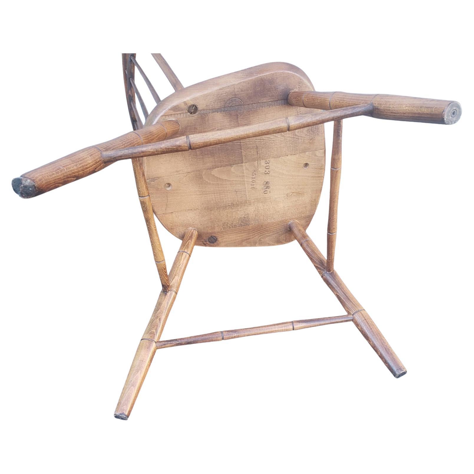 Yugoslavian Faux Bamboo Cherry Windsor Chair, Circa 1970s For Sale 3