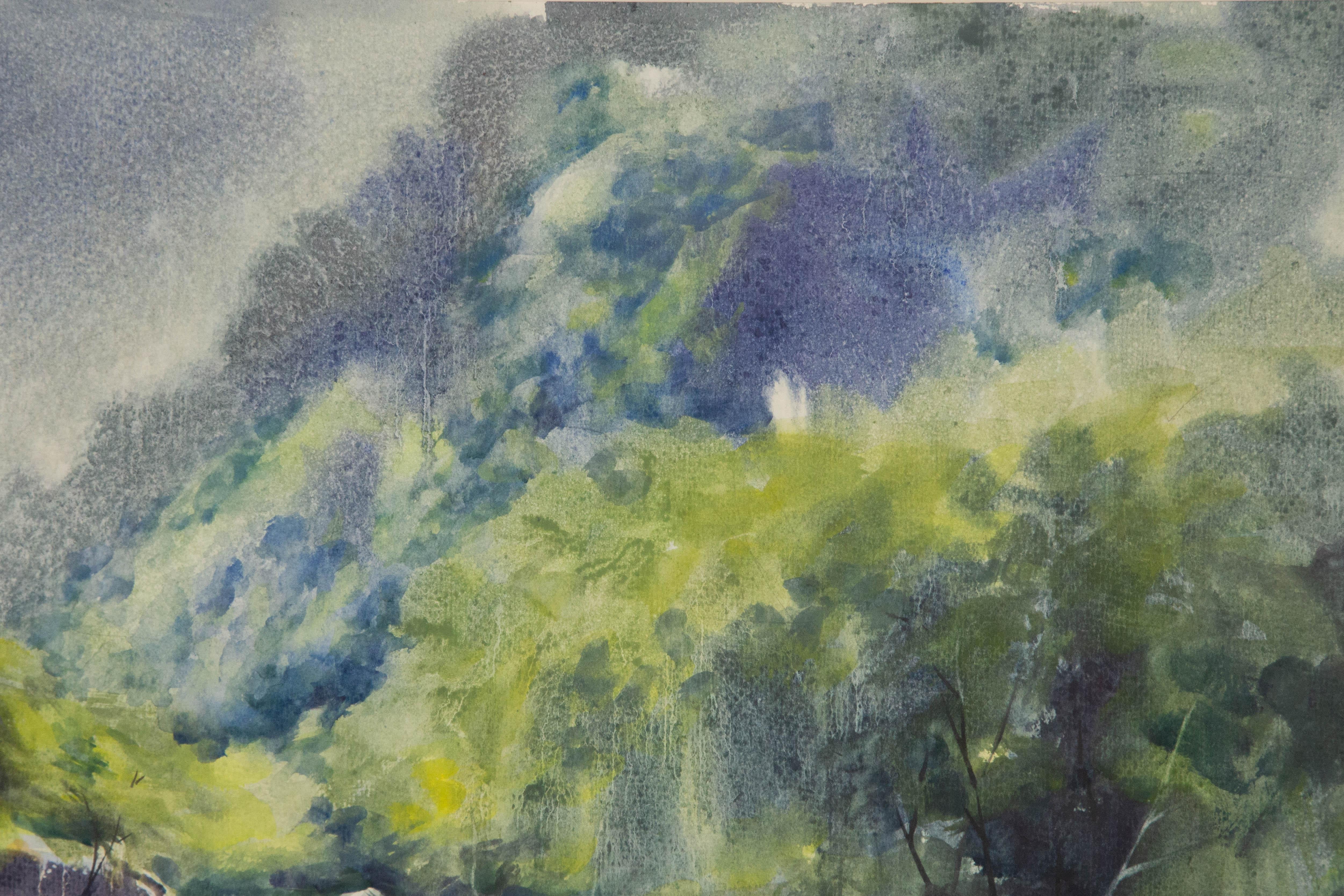 Yuhao Liu Landschaft, Original, Ölgemälde auf Leinwand, „Between The Rocks And The Green 1“ im Angebot 3