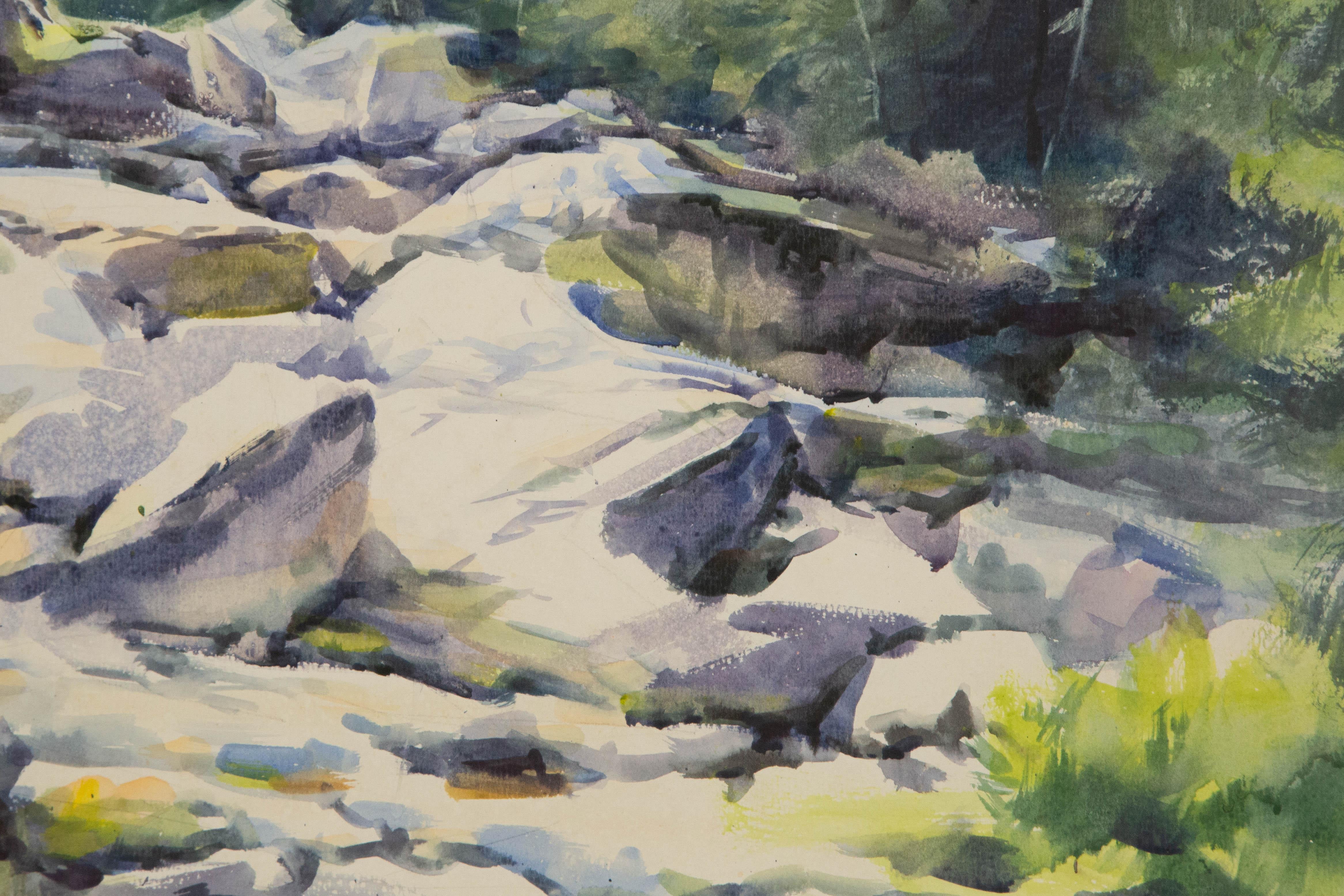 Yuhao Liu Landschaft, Original, Ölgemälde auf Leinwand, „Between The Rocks And The Green 1“ im Angebot 4