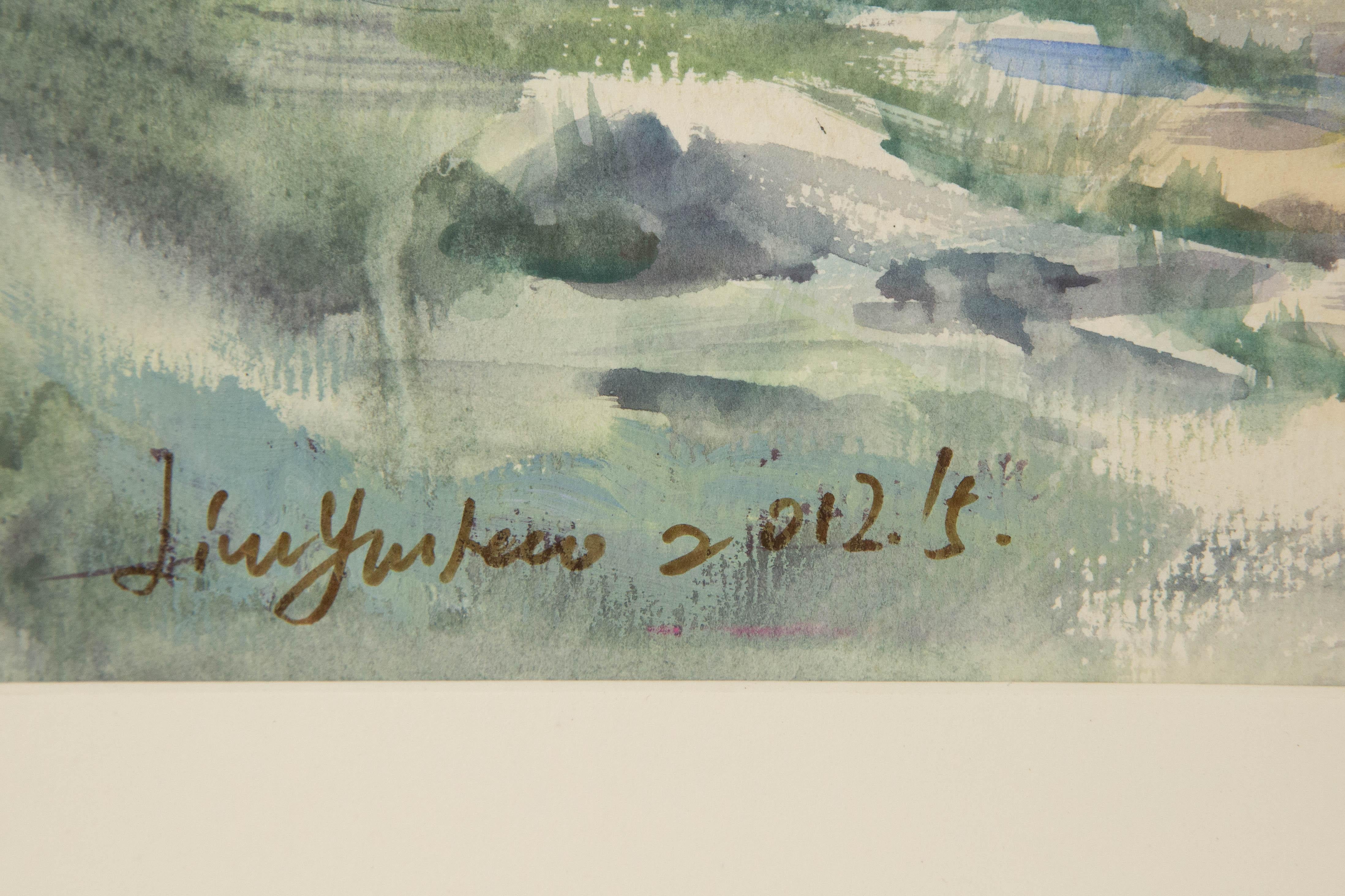 Yuhao Liu Landschaft, Original, Ölgemälde auf Leinwand, „Between The Rocks And The Green 1“ im Angebot 6